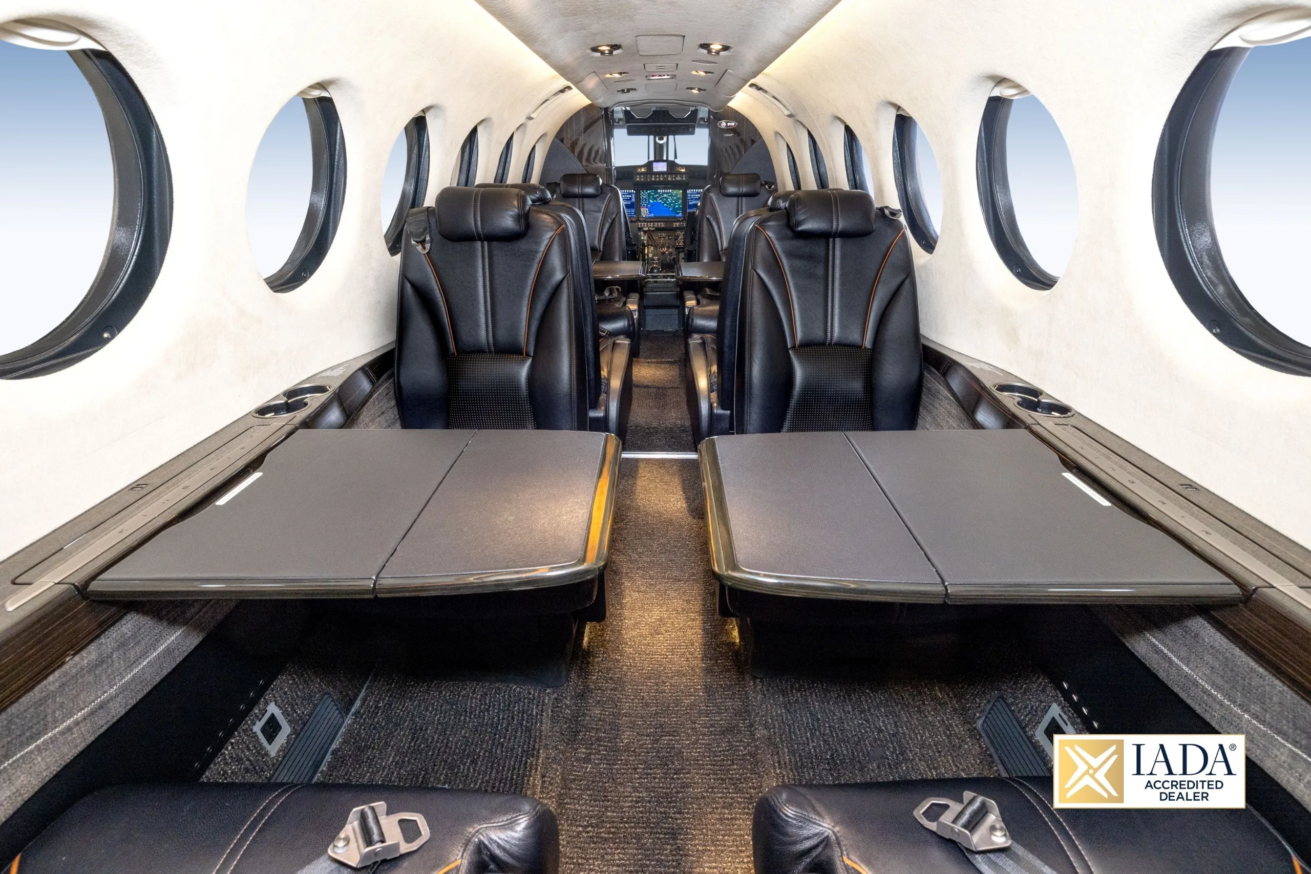 Cabin interior of a 2020 Beechcraft KING AIR 360.