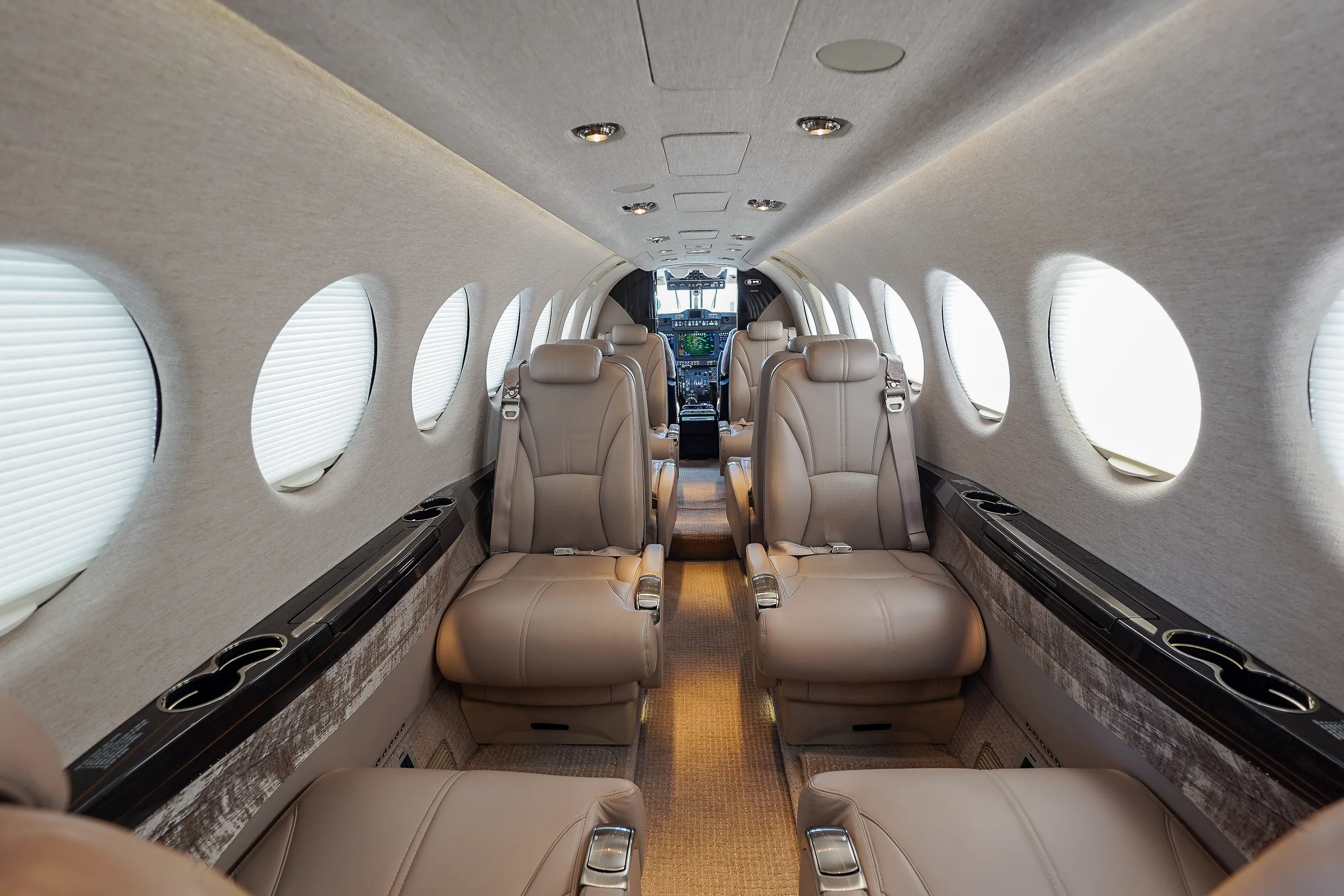 Cabin interior of a 2023 Beechcraft SUPER KING AIR 360.