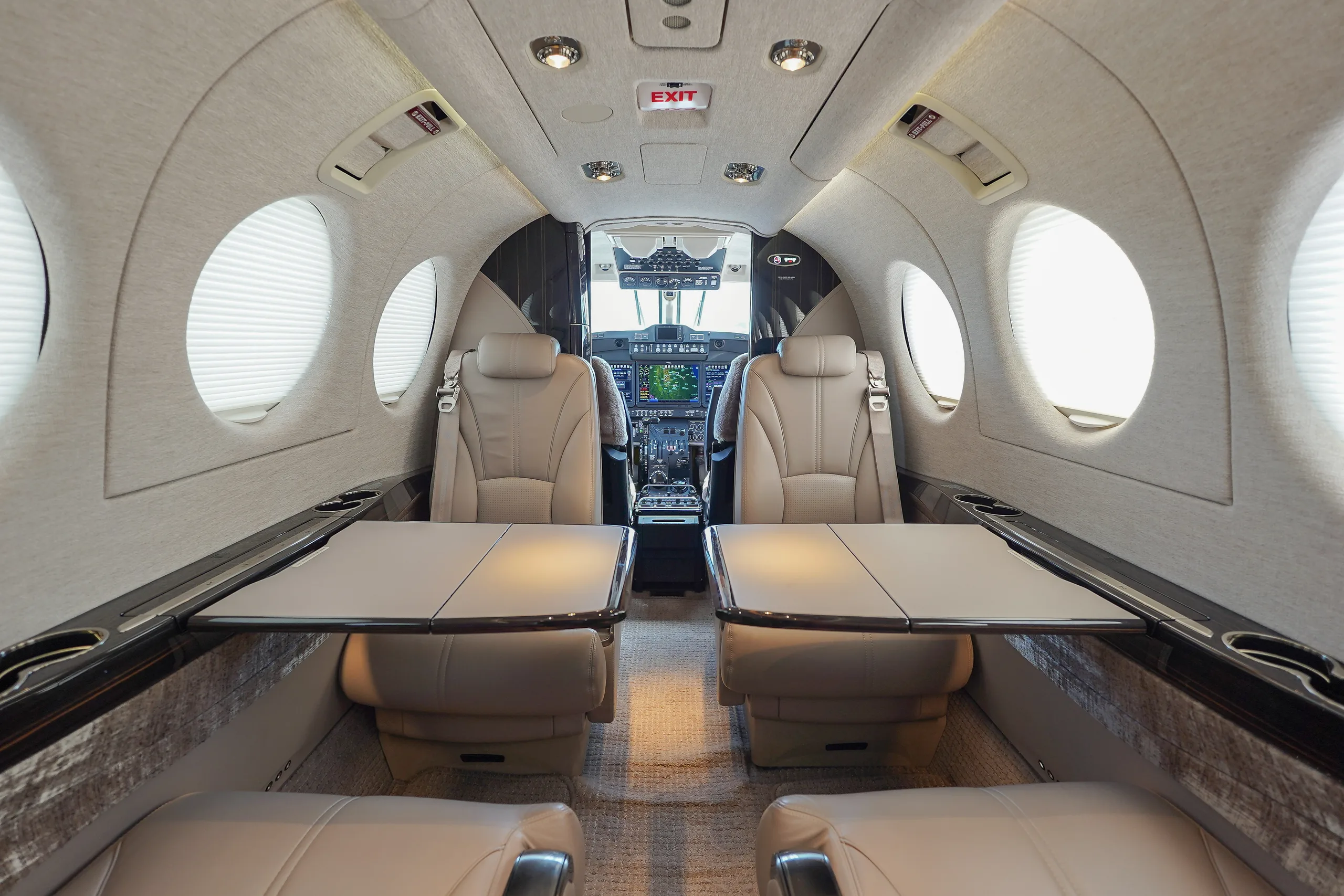 Cabin interior of a 2023 Beechcraft SUPER KING AIR 360.