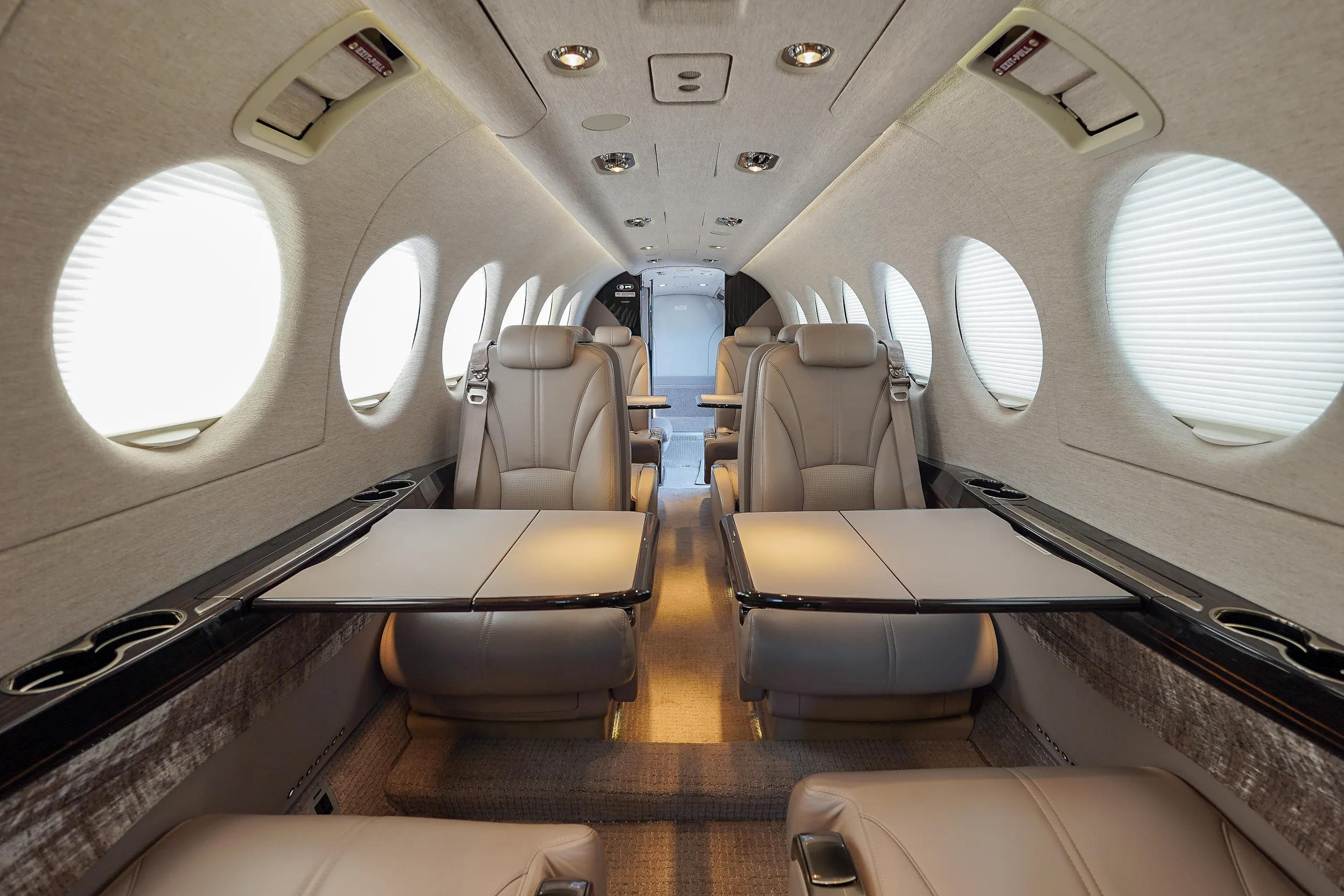 Cabin interior of a 2023 Beechcraft SUPER KING AIR 360.