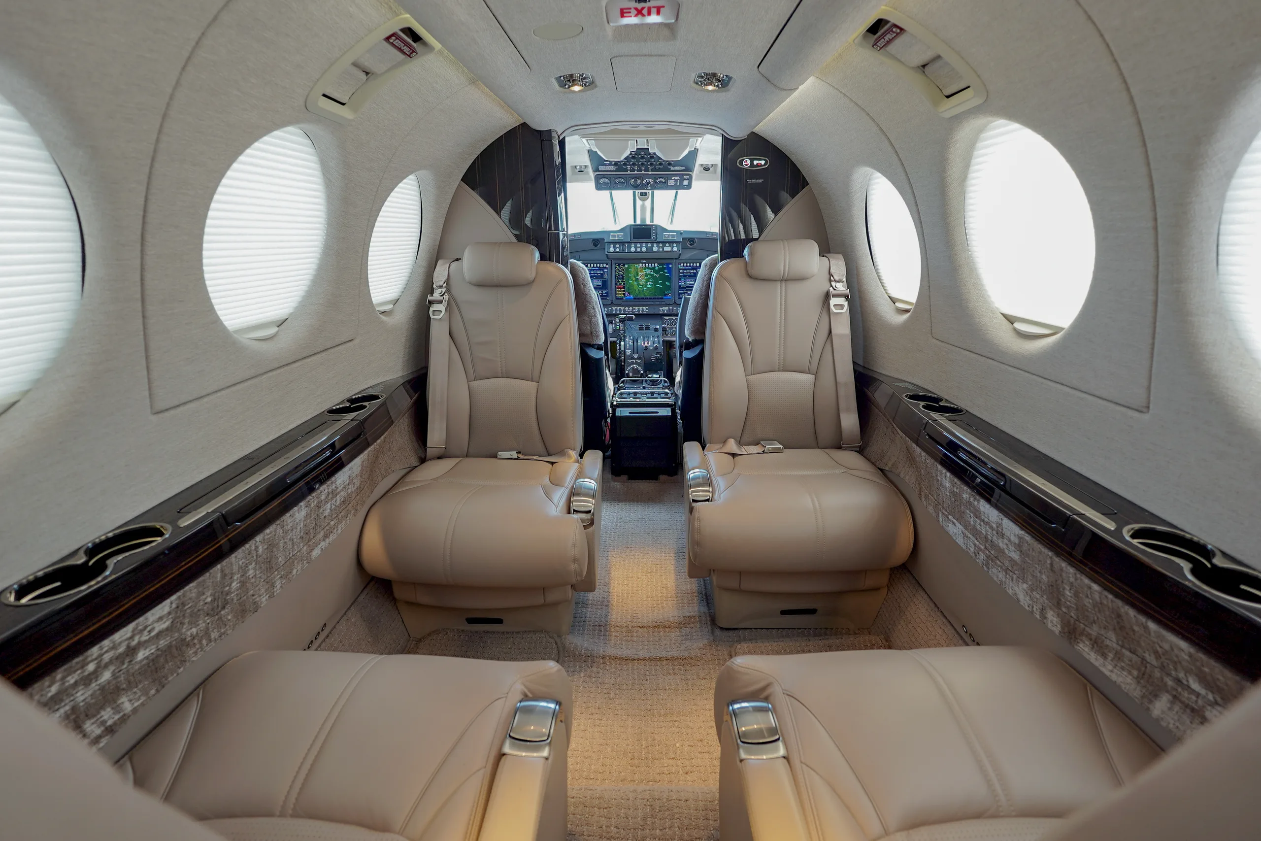 Cabin interior of a 2023 Beechcraft SUPER KING AIR 360.
