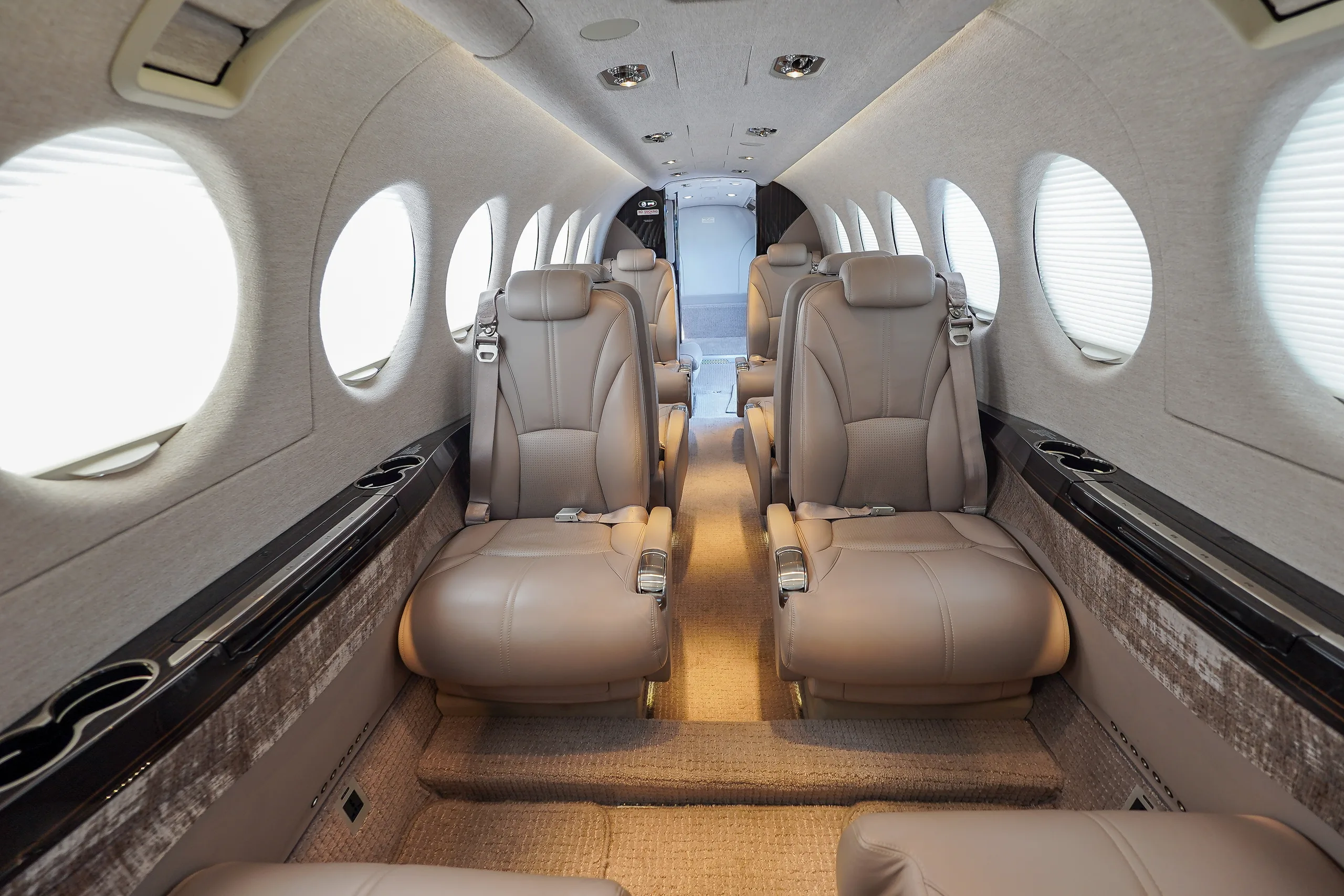 Cabin interior of a 2023 Beechcraft SUPER KING AIR 360.
