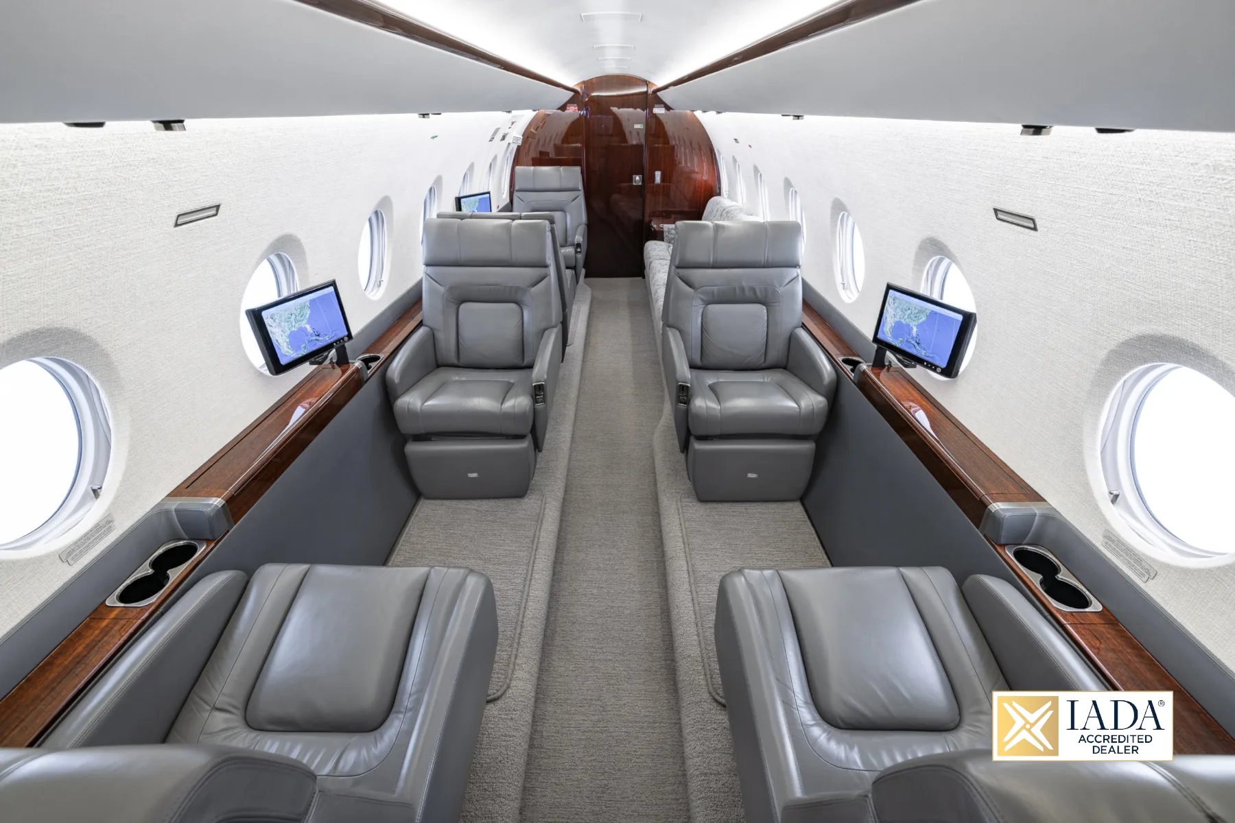 Cabin interior of a 2013 Gulfstream G280.