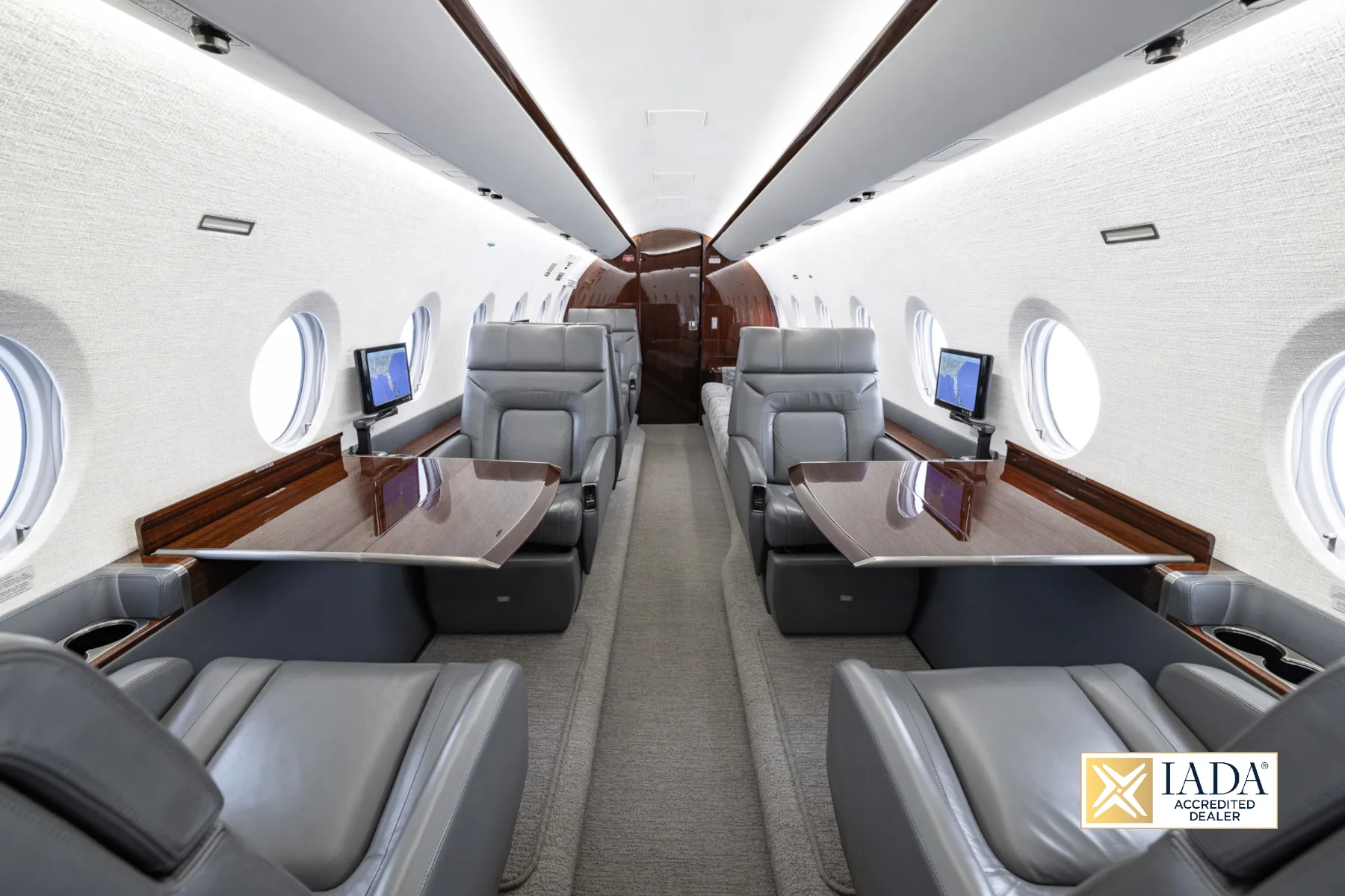 Cabin interior of a 2013 Gulfstream G280.