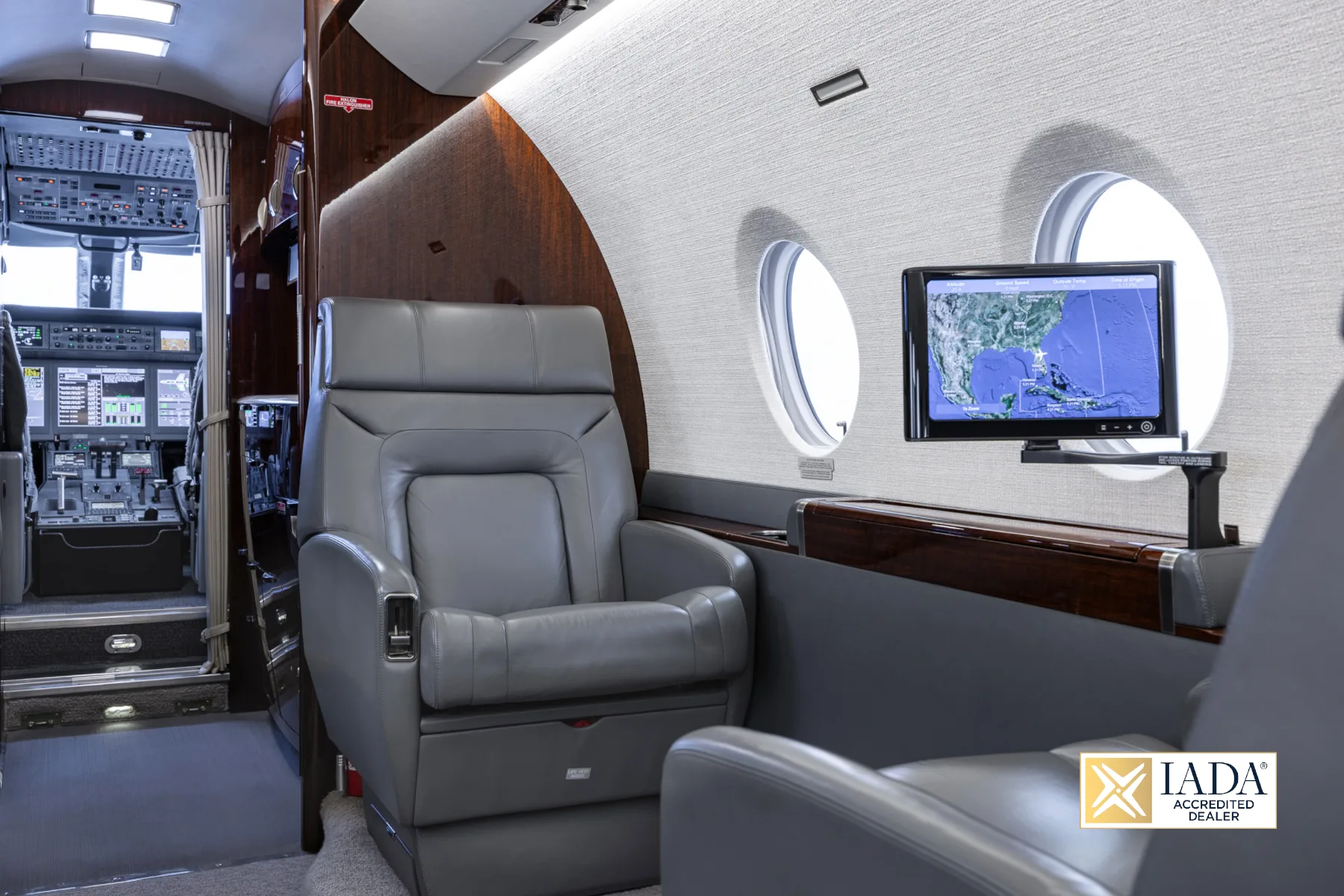 Cabin interior of a 2013 Gulfstream G280.