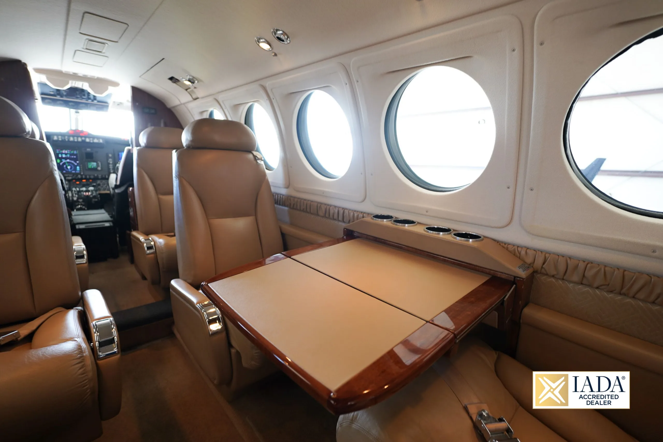 Cabin interior of a 2014 Beechcraft KING AIR 250.
