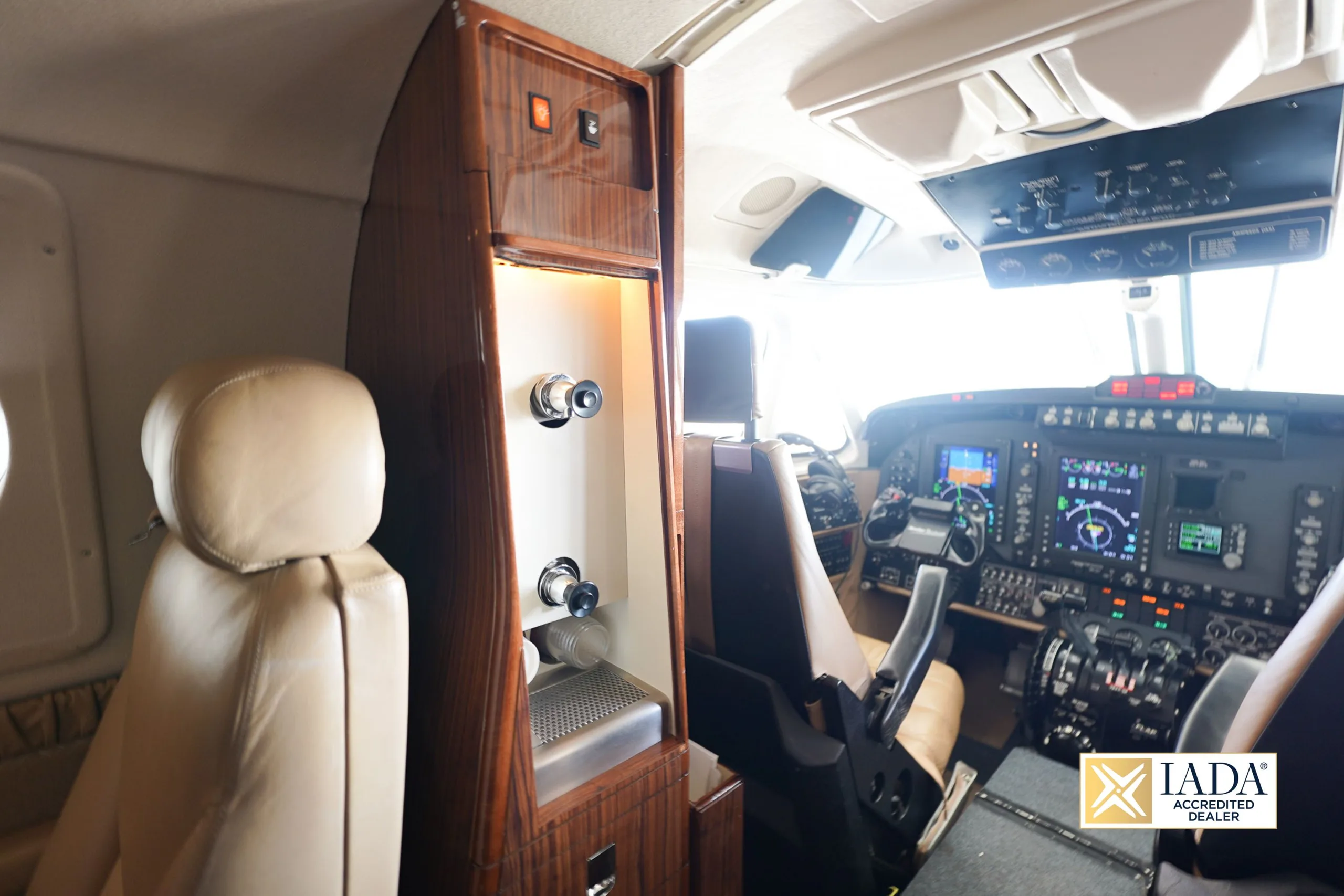 Cabin interior of a 2014 Beechcraft KING AIR 250.