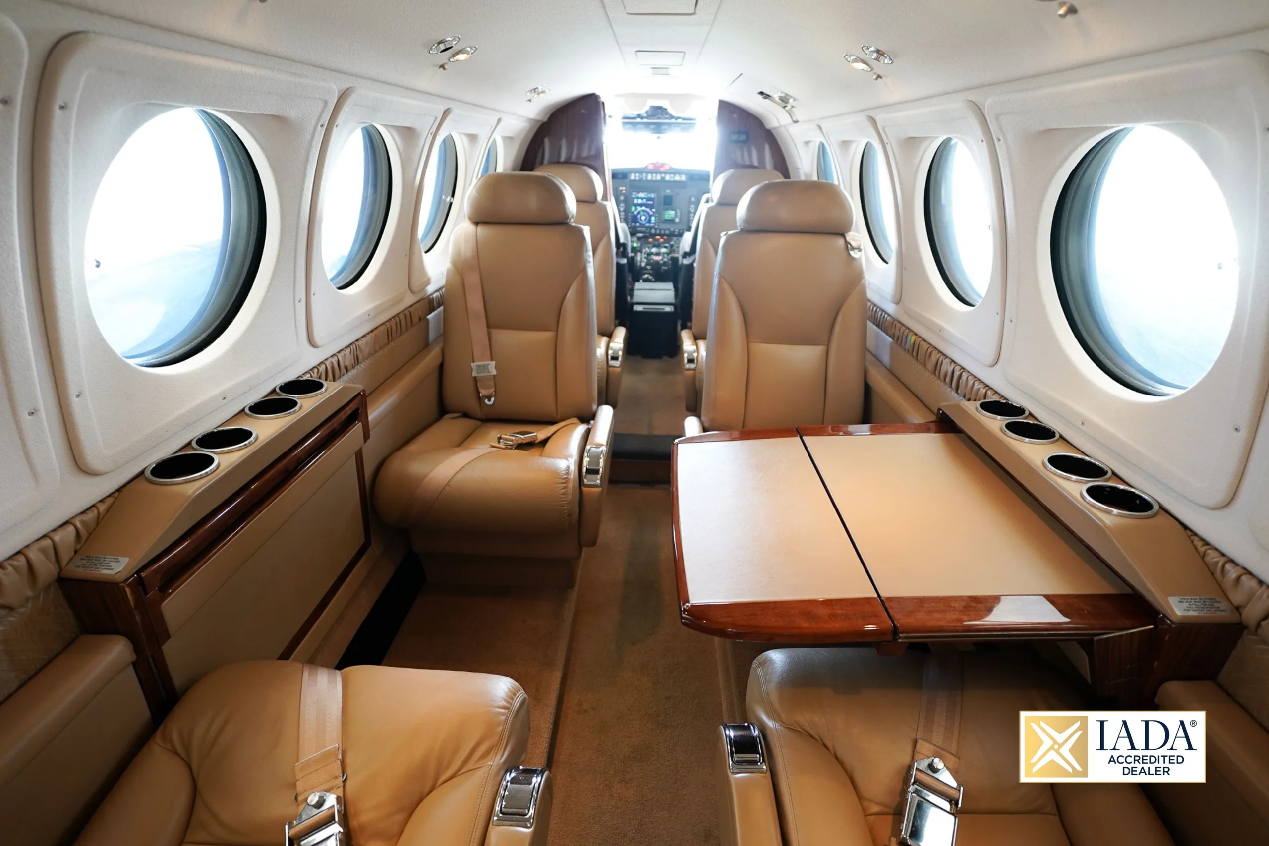 Cabin interior of a 2014 Beechcraft KING AIR 250.