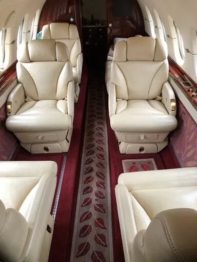 Cabin interior of a 2008 Hawker 900XP.