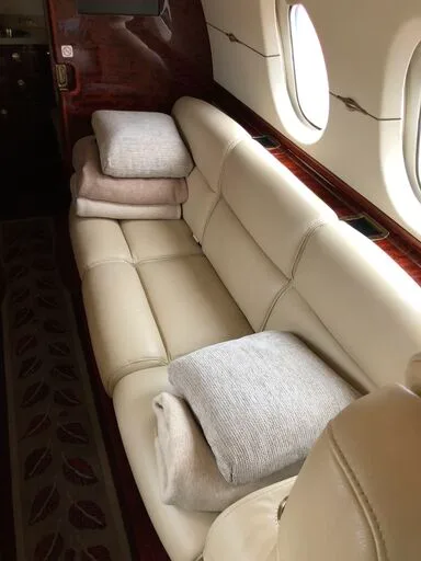 Cabin interior of a 2008 Hawker 900XP.