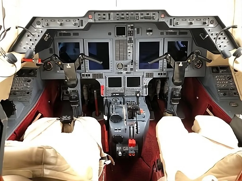 Cockpit and instrument panel of a 2008 Hawker 900XP.