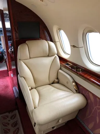 Cabin interior of a 2008 Hawker 900XP.