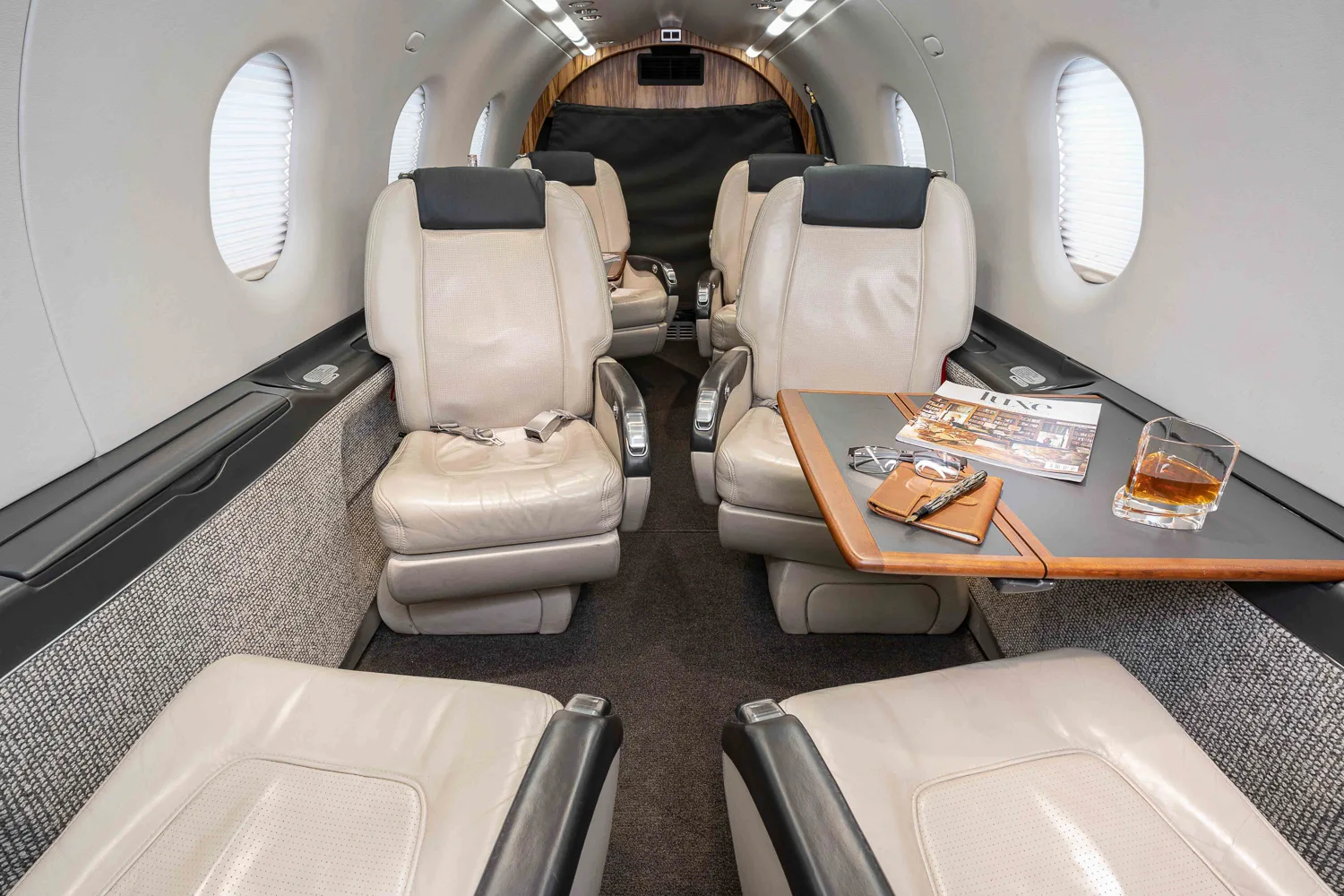 Cabin interior of a 2008 Pilatus PC12-47/E (NG).