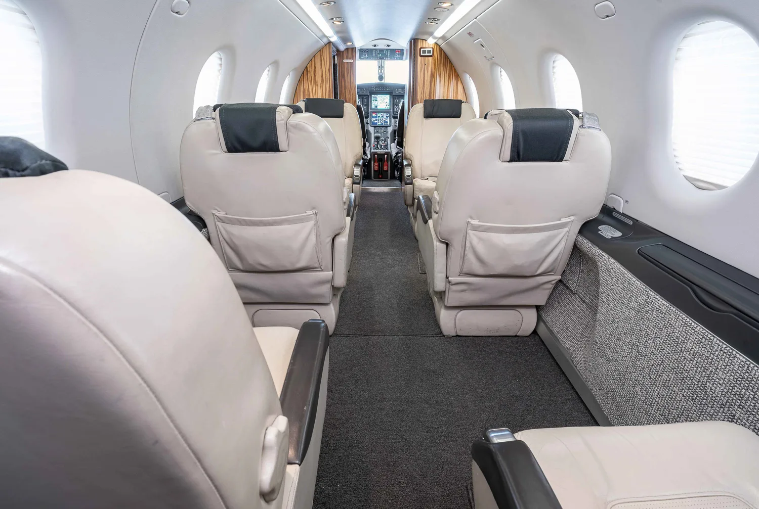 Cabin interior of a 2008 Pilatus PC12-47/E (NG).