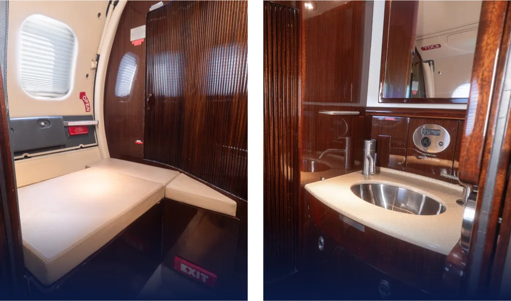 Cabin interior of a 2003 Learjet 60.