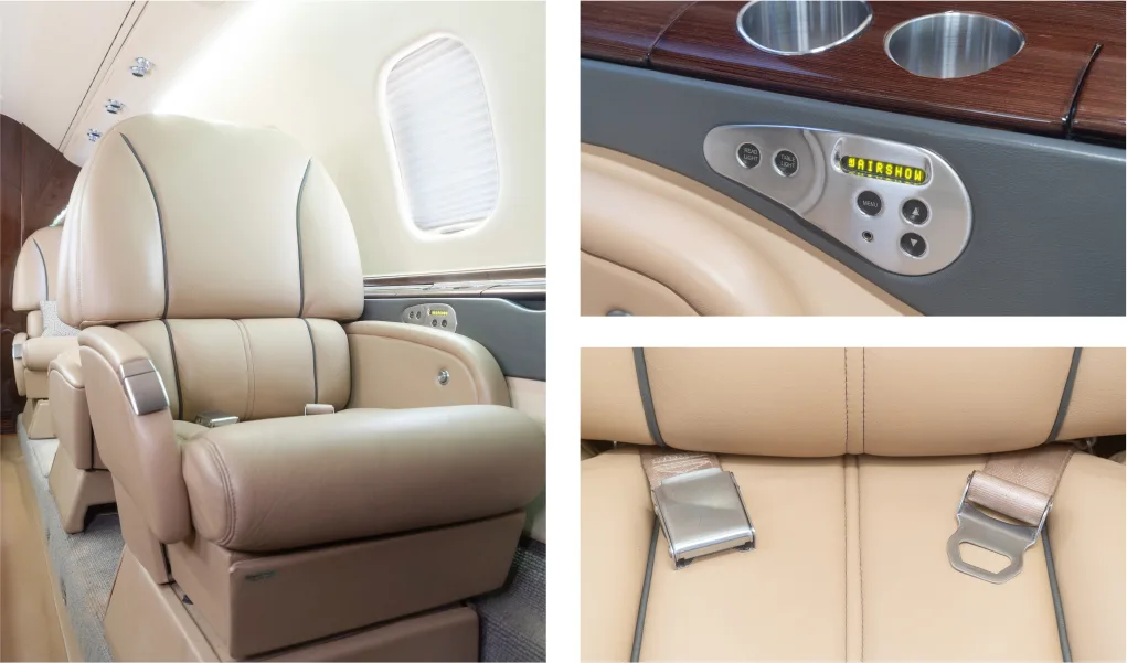Cabin interior of a 2003 Learjet 60.