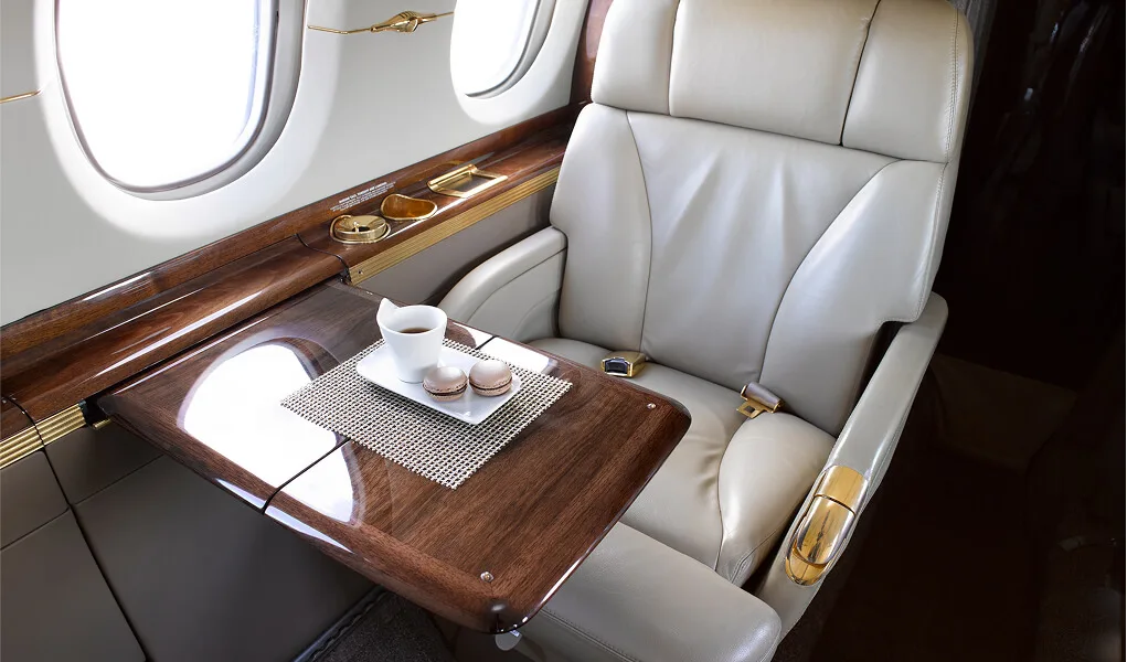 Cabin interior of a 2005 Hawker 800XPi.