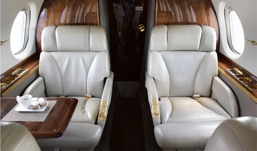 Cabin interior of a 2005 Hawker 800XPi.