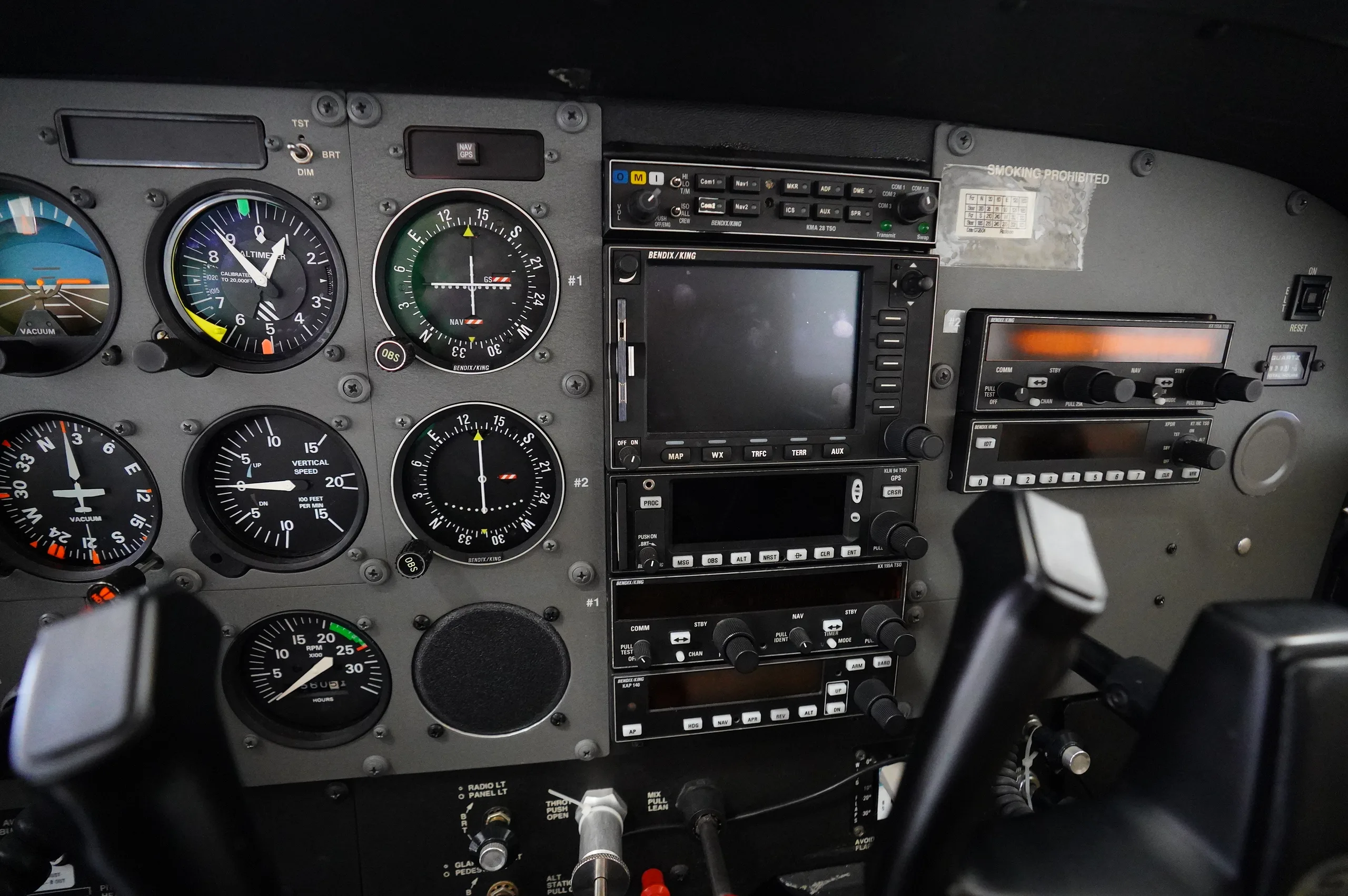 Cockpit and instrument panel of a 2004 Cessna 172S.