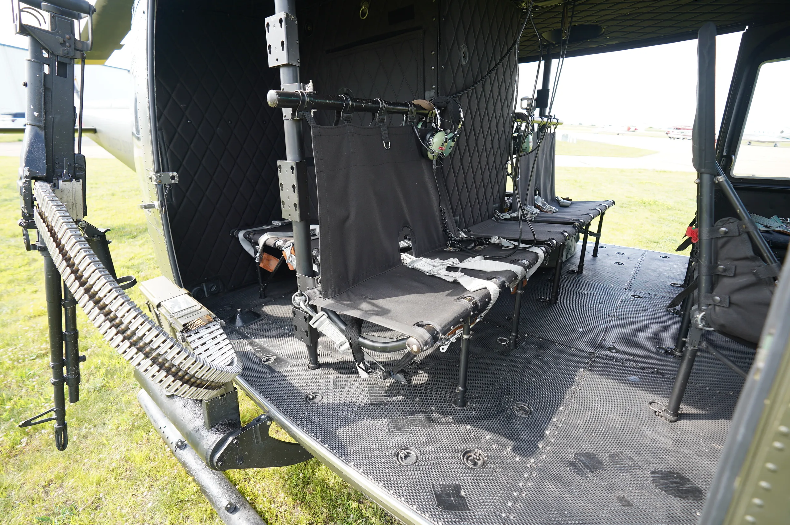 Cockpit and instrument panel of a 1962 Bell UH-1H Huey.