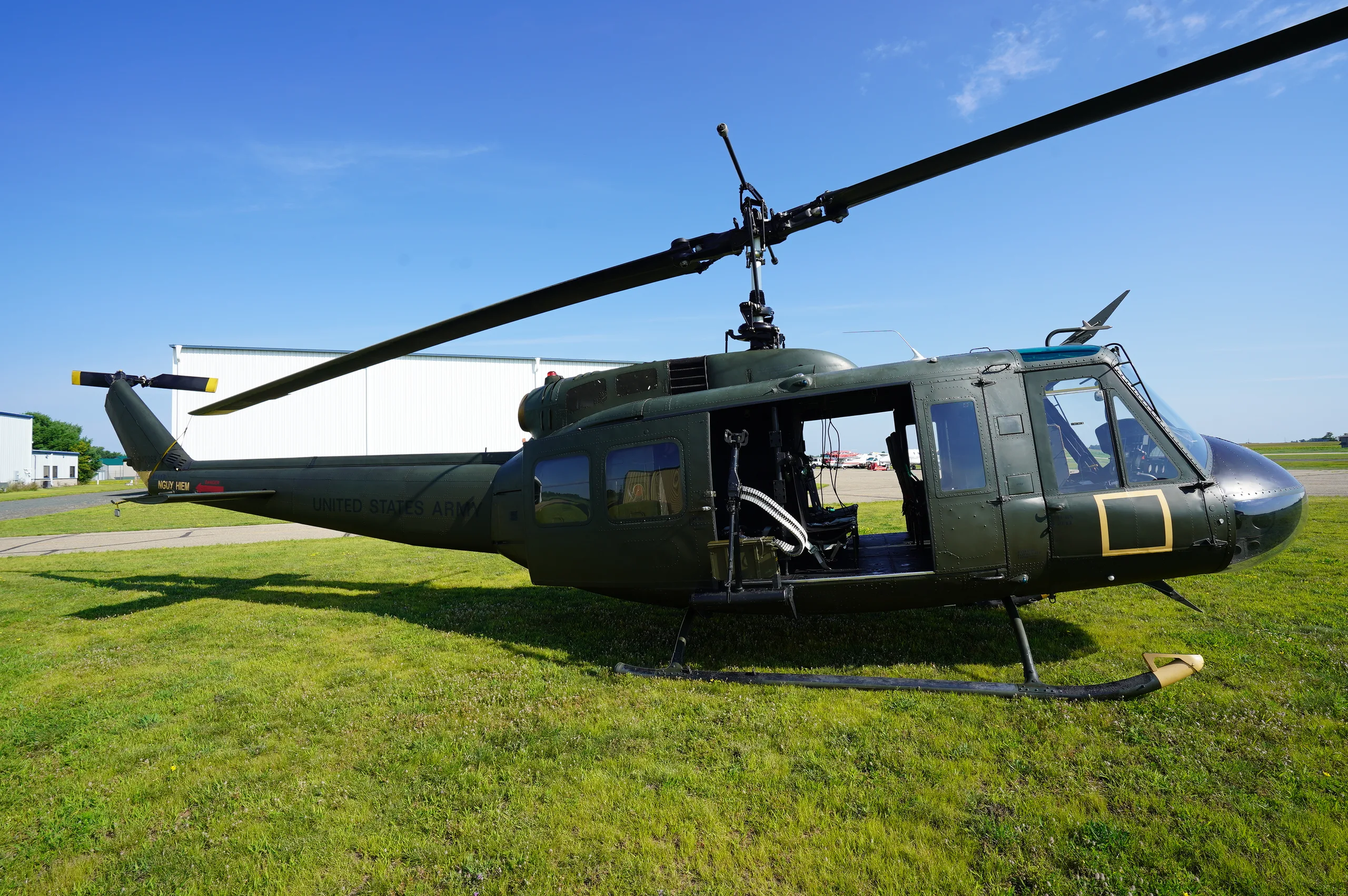 Exterior view of a 1962 Bell UH-1H Huey, N14SD.