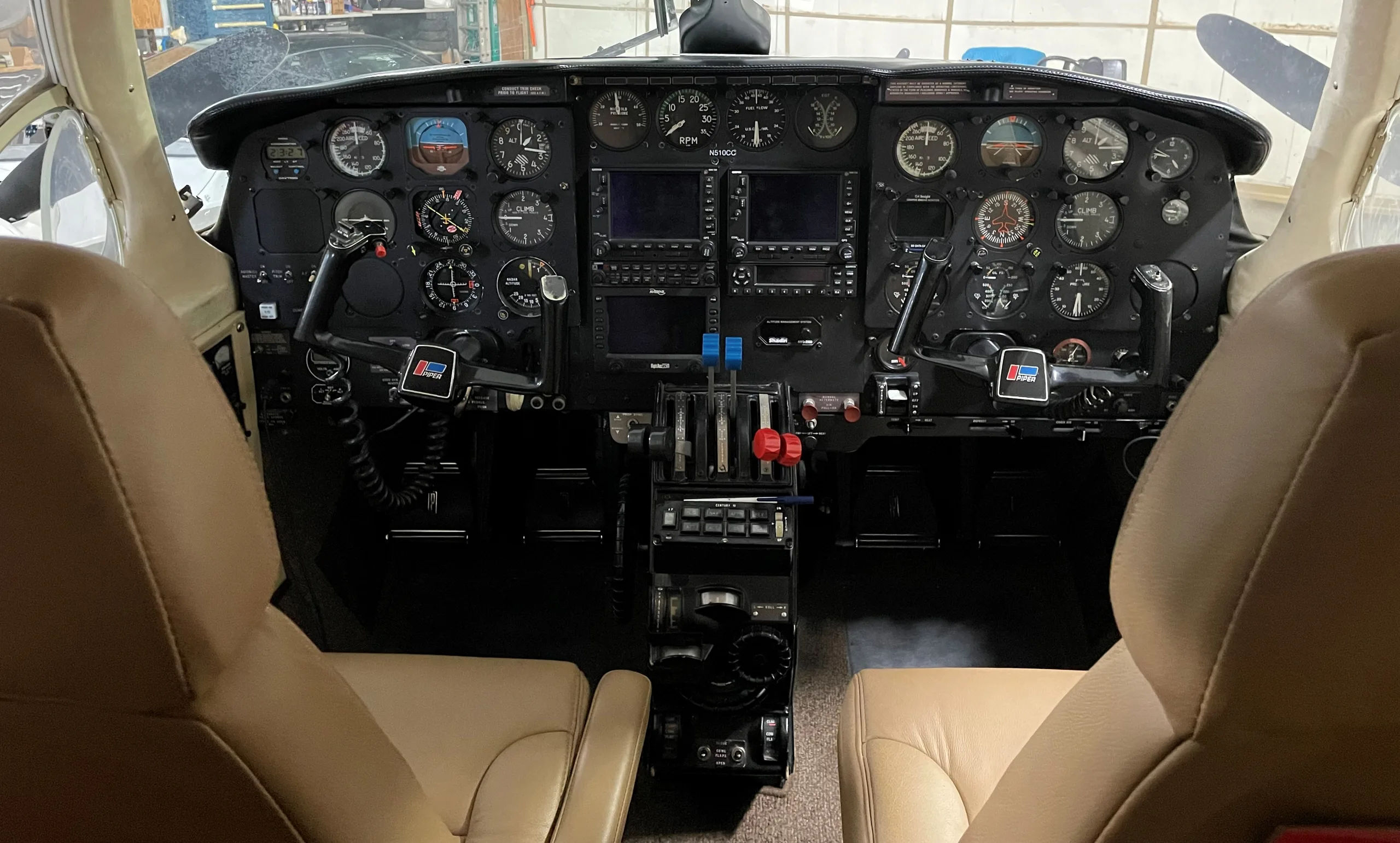 Cockpit and instrument panel of a 1978 Piper Navajo PA-31-310.