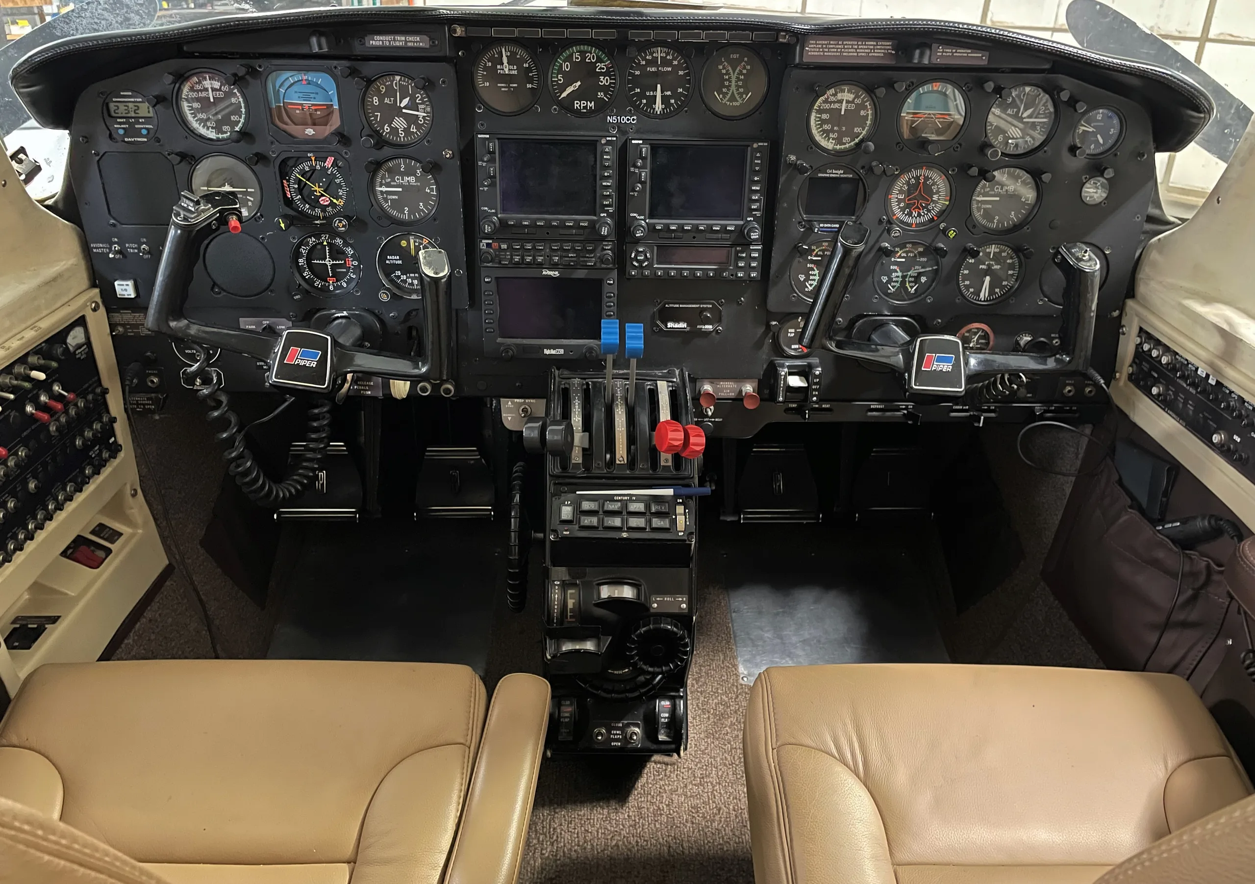 Cockpit and instrument panel of a 1978 Piper Navajo PA-31-310.