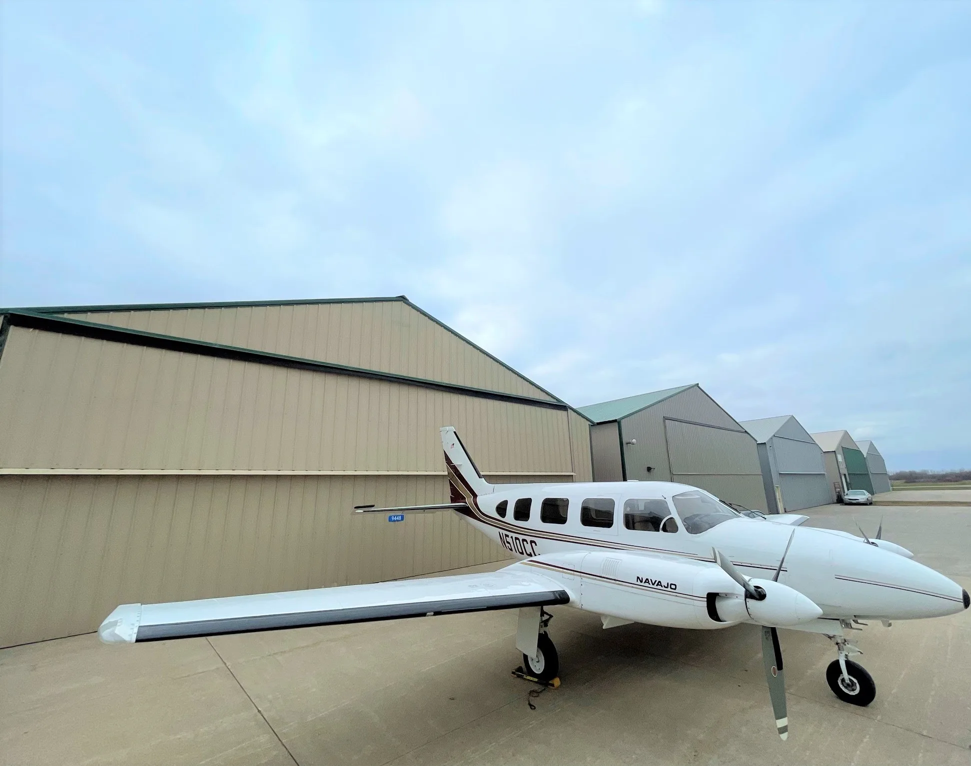 Exterior view of a 1978 Piper Navajo PA-31-310, N510CC.