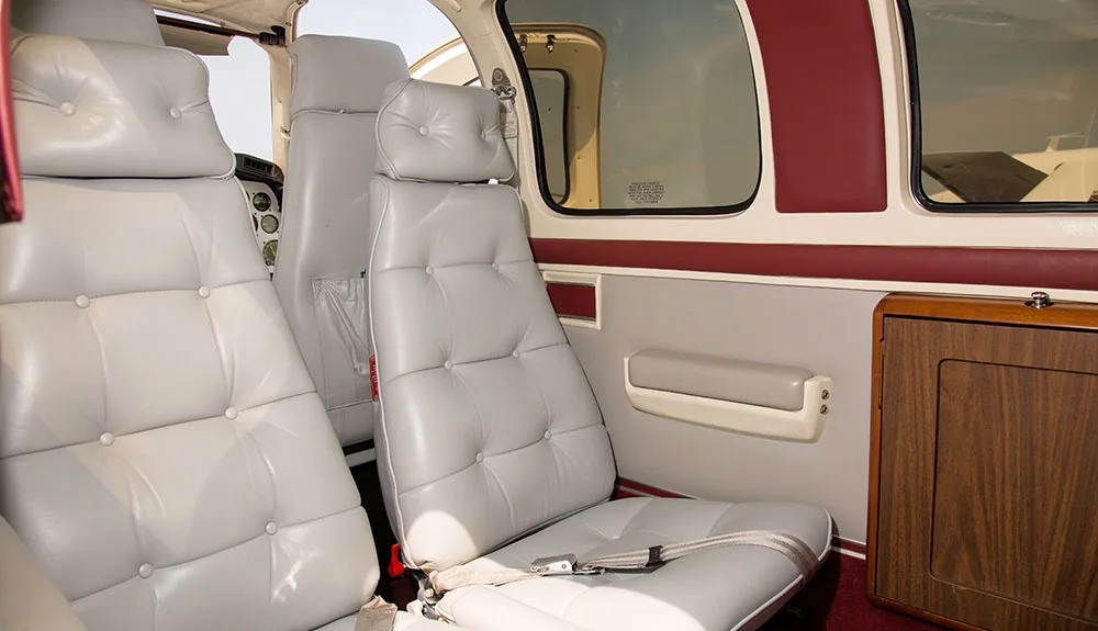 Cabin interior of a 1980 Beechcraft Baron 58P.