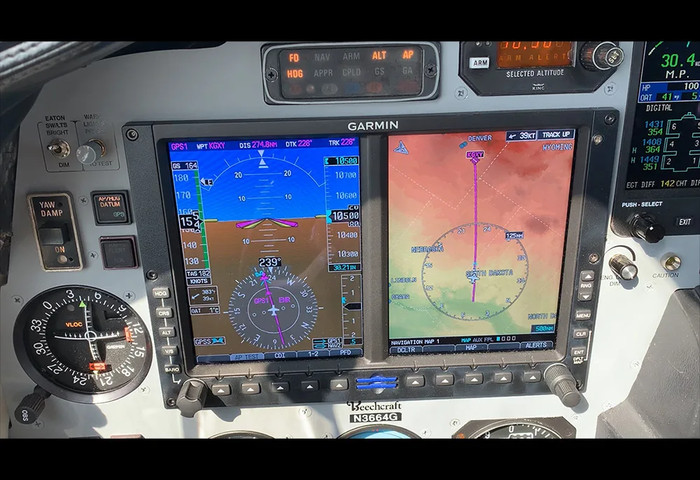 Avionics suite of a 1980 Beechcraft Baron 58P.