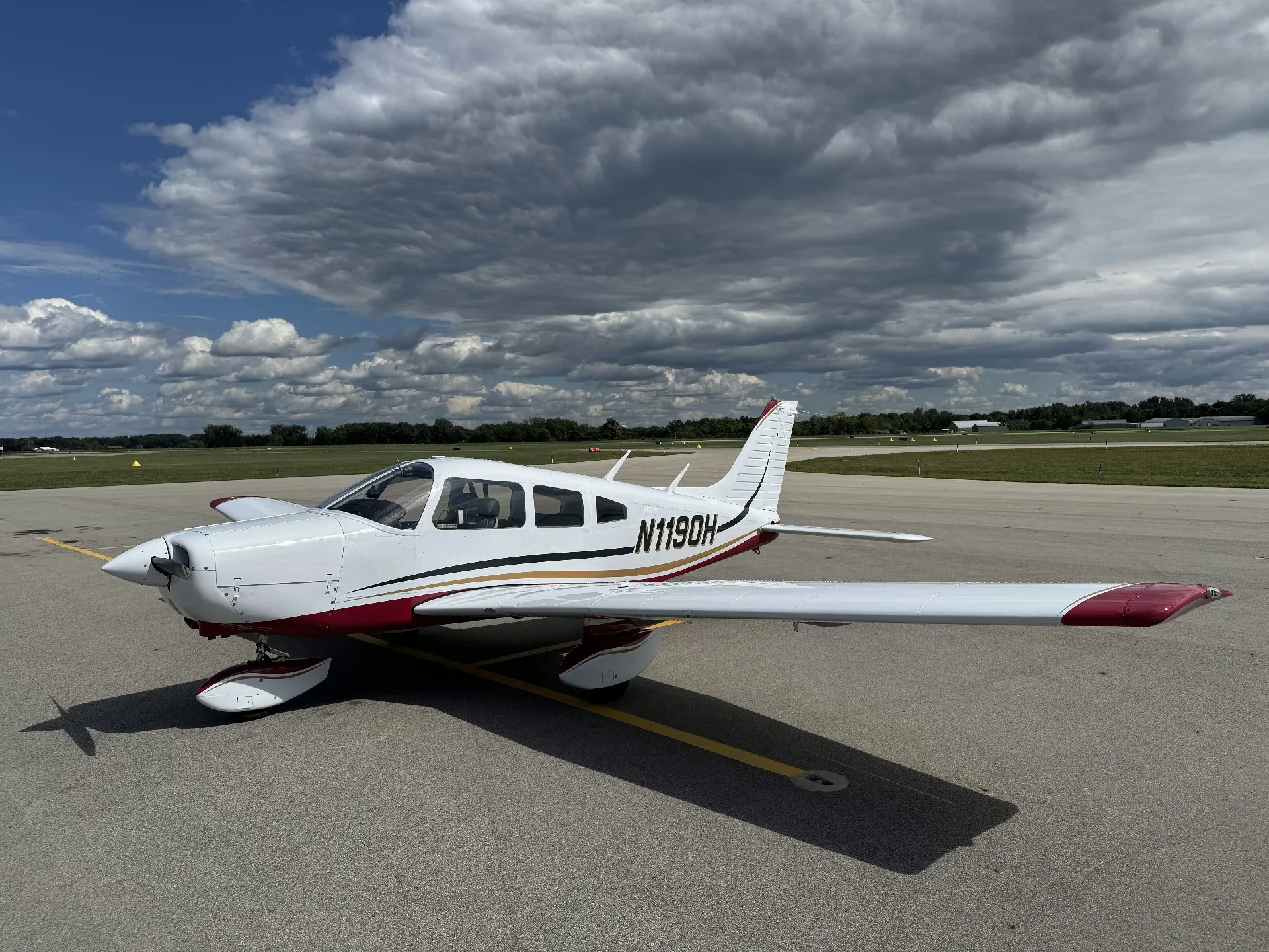 Exterior view of a 1977 Piper Cherokee - Elite Air Service 1977 Piper Cherokee Repaint | Elite Air Service.