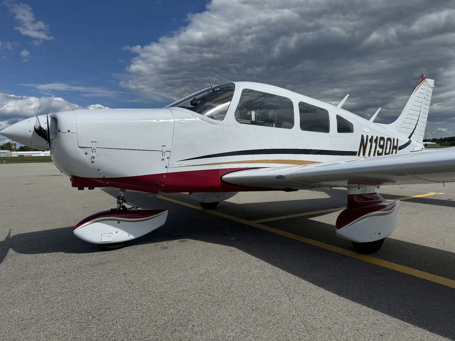 Exterior view of a 1977 Piper Cherokee - Elite Air Service 1977 Piper Cherokee Repaint | Elite Air Service.