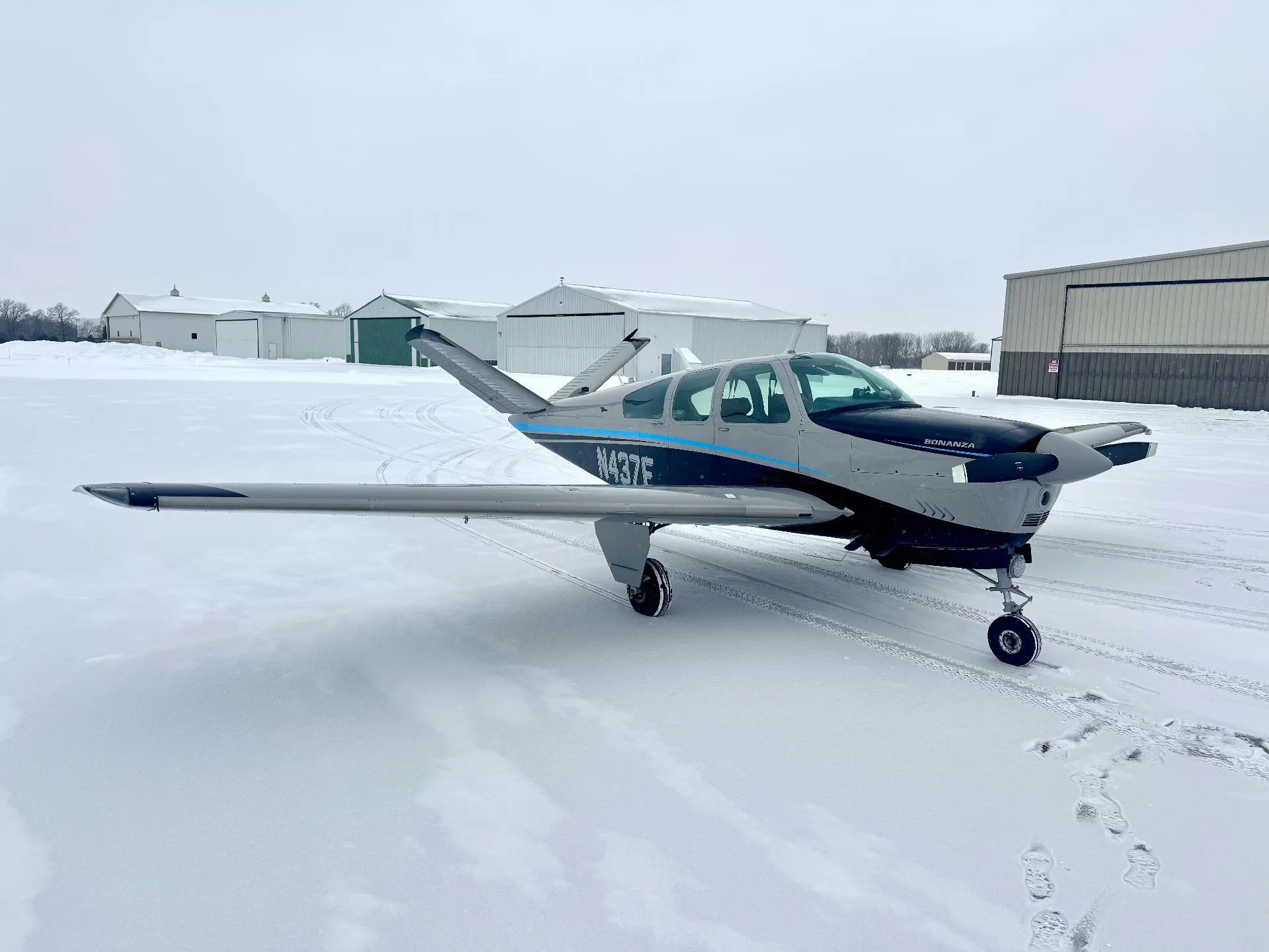 Exterior view of a 1966 Beech V35 Bonanza - Elite Air Service.