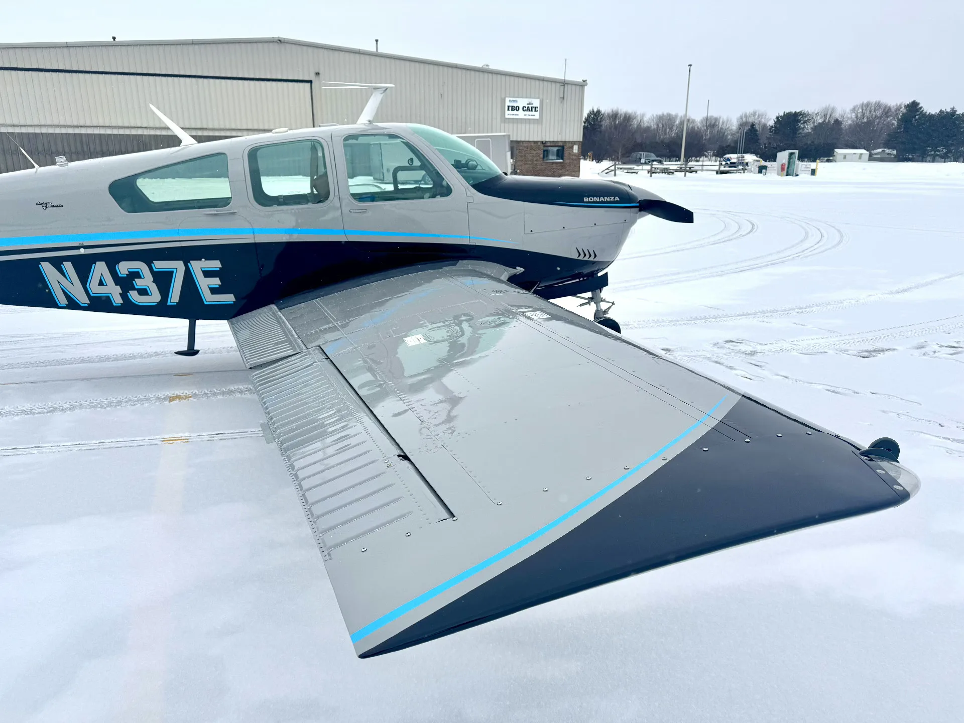 Exterior view of a 1966 Beech V35 Bonanza - Elite Air Service.