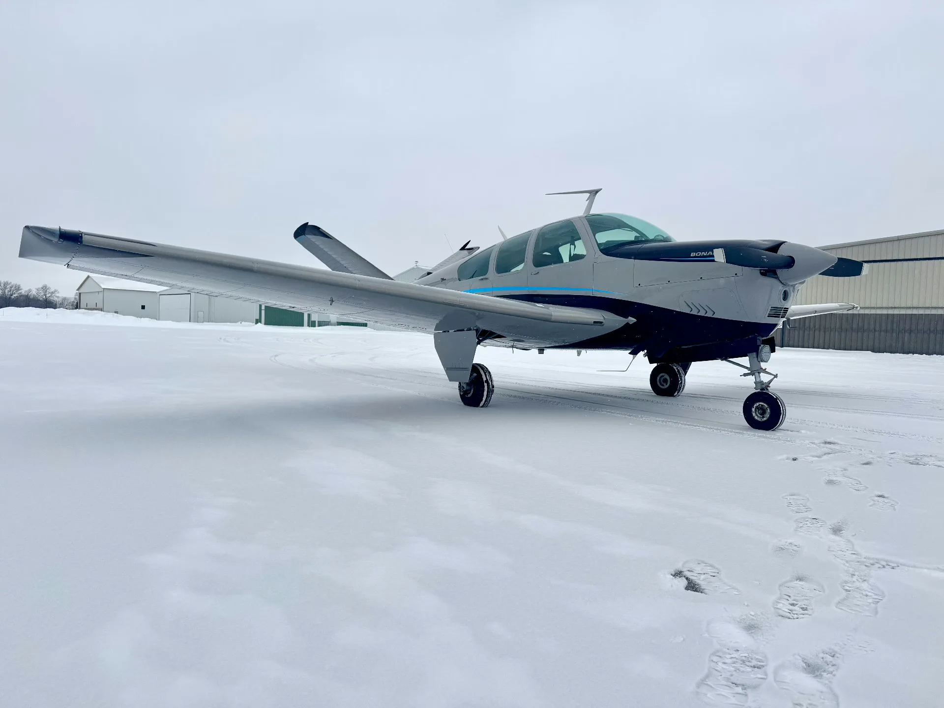 Exterior view of a 1966 Beech V35 Bonanza - Elite Air Service.