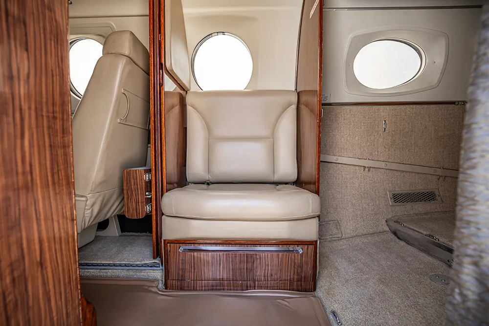 Cabin interior of a 1997 Beechcraft King Air B200.