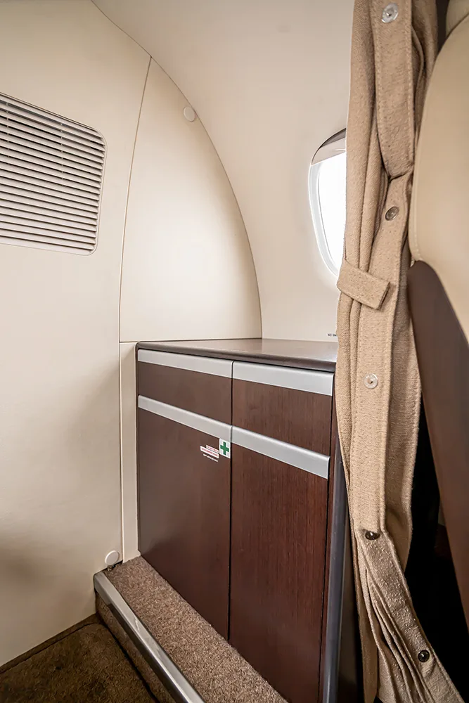 Cabin interior of a 2012 Embraer Phenom 100.