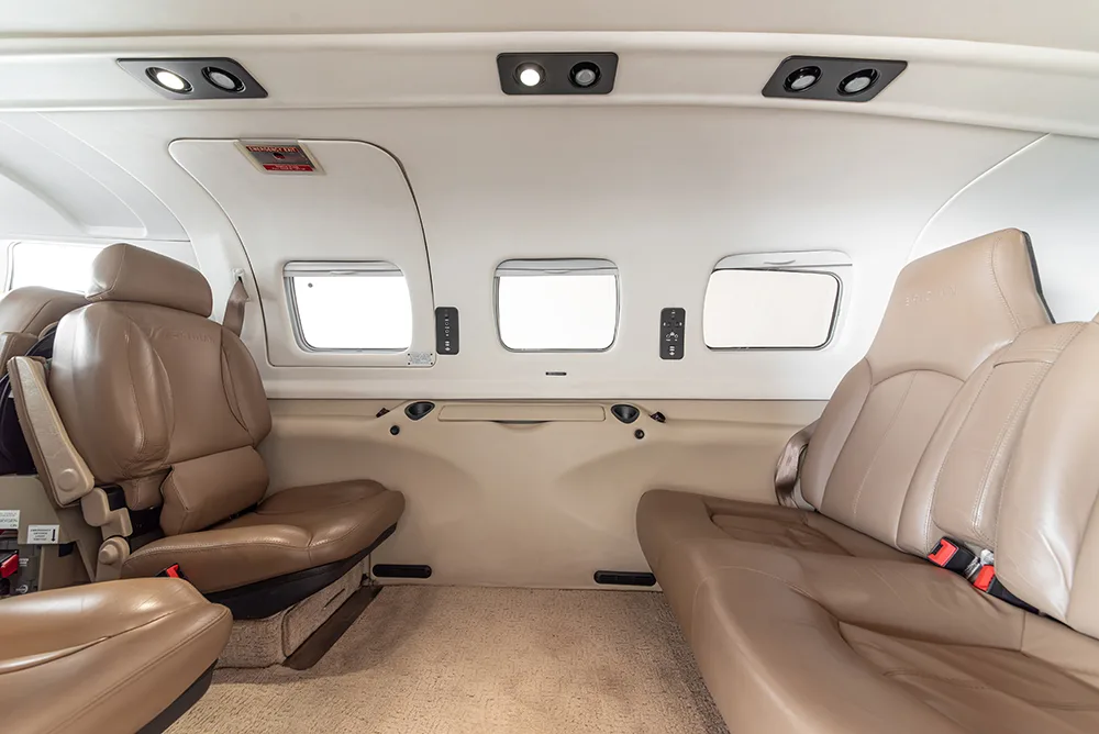 Cabin interior of a 2015 Piper M500.