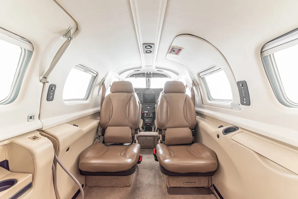 Cabin interior of a 2015 Piper M500.