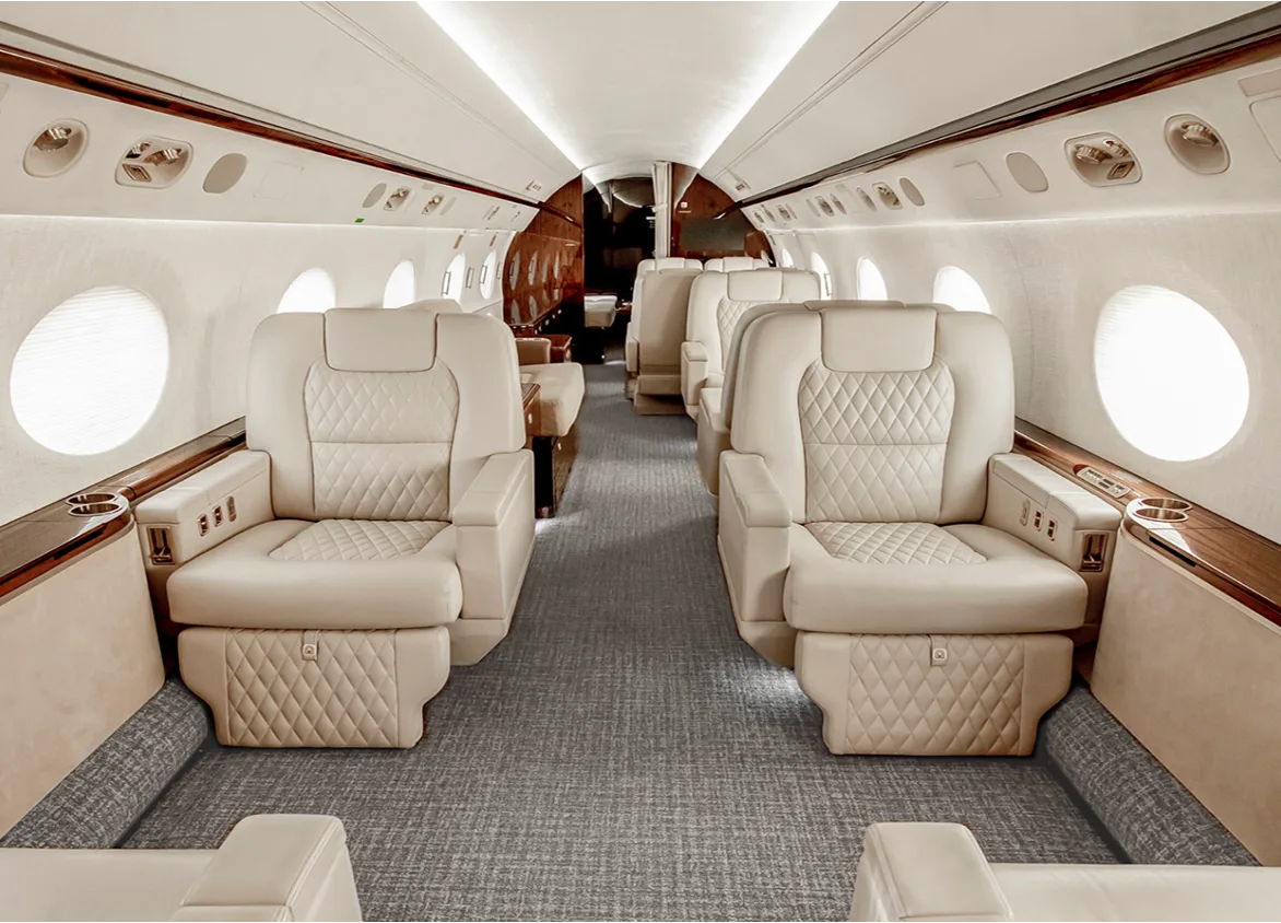 Cabin interior of a 2004 Gulfstream G550.