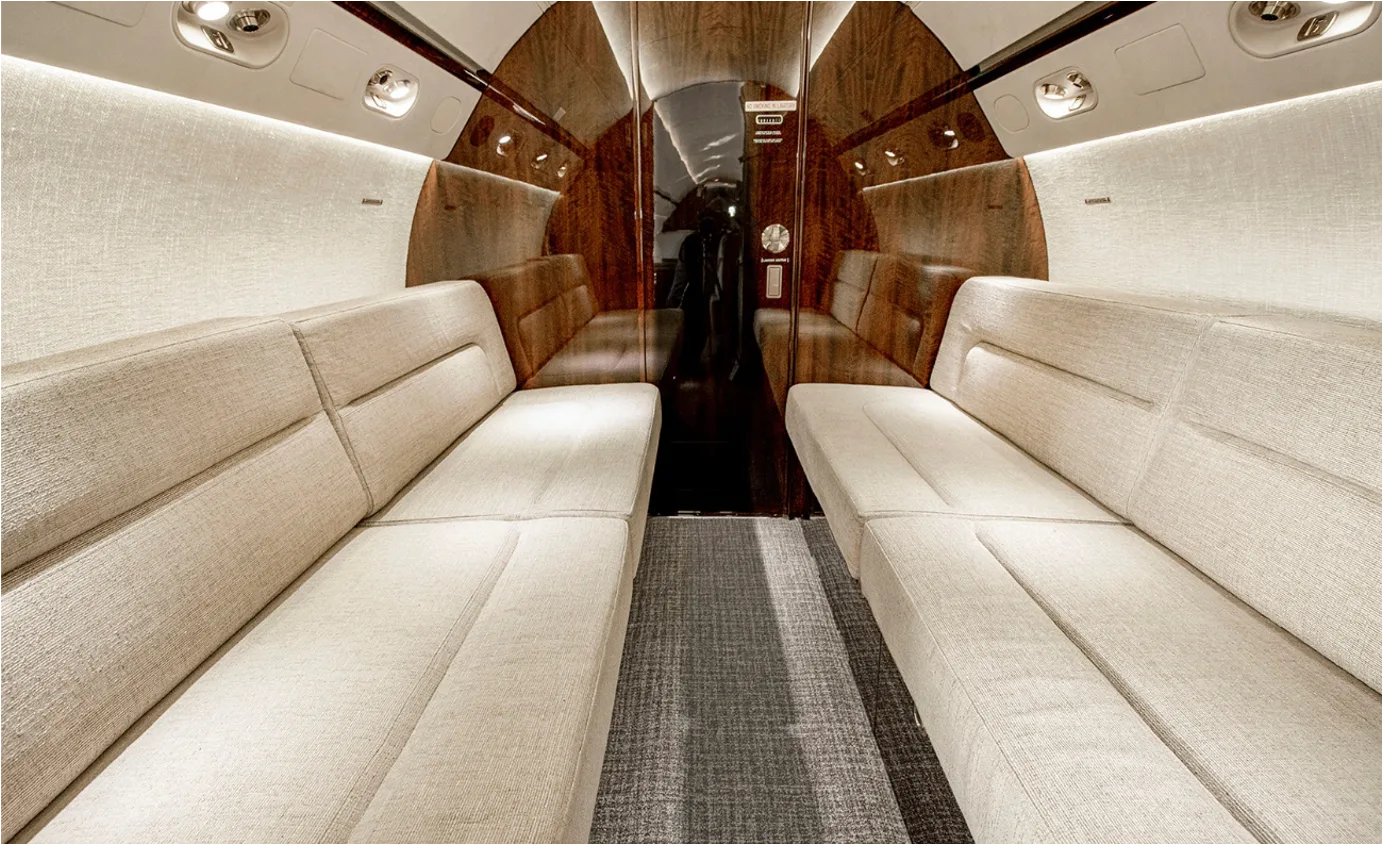Cabin interior of a 2004 Gulfstream G550.