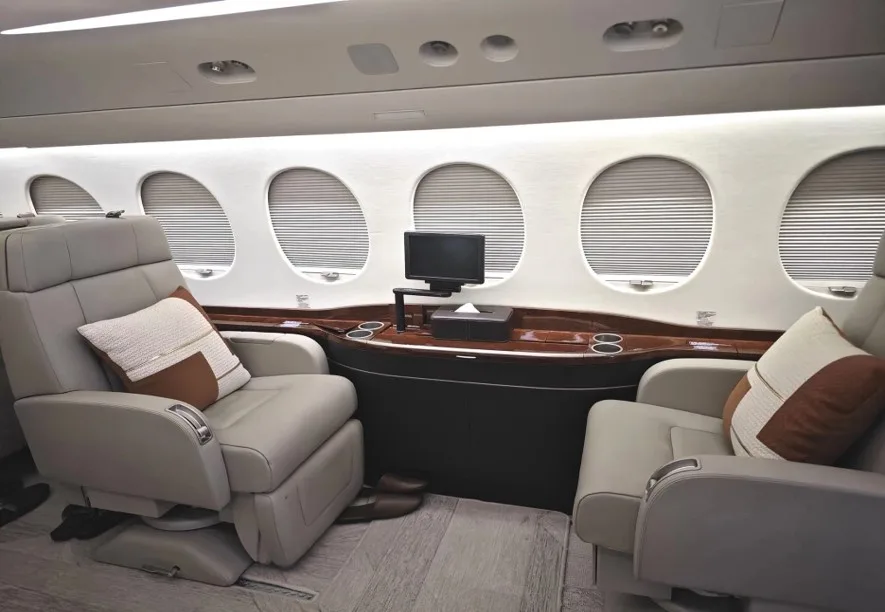 Cabin interior of a 2015 Dassault FALCON 7X.