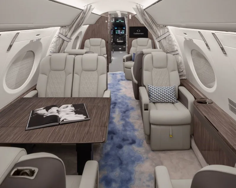 Cabin interior of a 2020 Gulfstream G600.