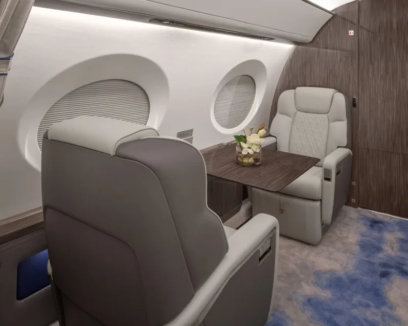 Cabin interior of a 2020 Gulfstream G600.