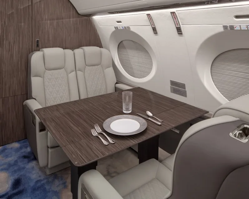Cabin interior of a 2020 Gulfstream G600.