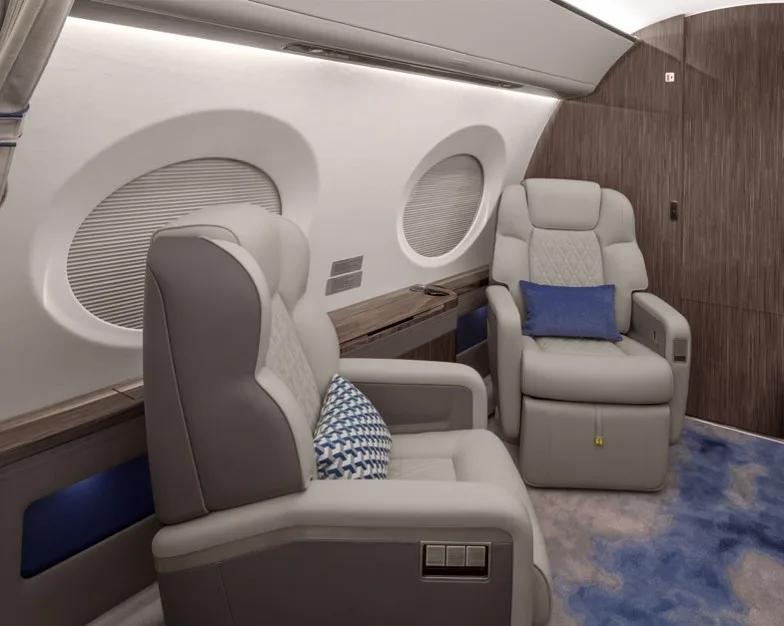 Cabin interior of a 2020 Gulfstream G600.