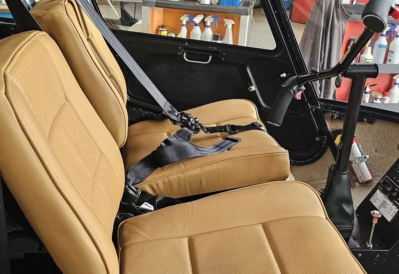 Cockpit and instrument panel of a 2000 Robinson R44 Raven I.