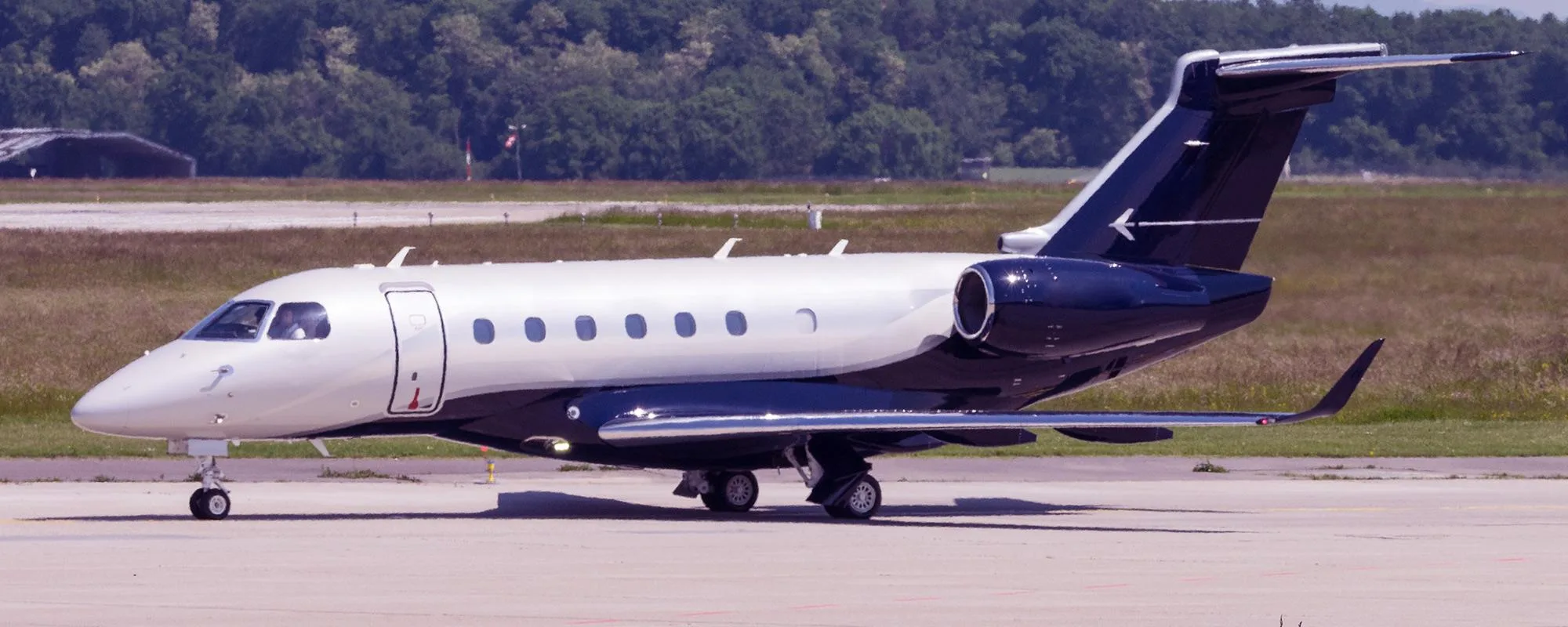 Exterior view of a 2012 Embraer Legacy 500.
