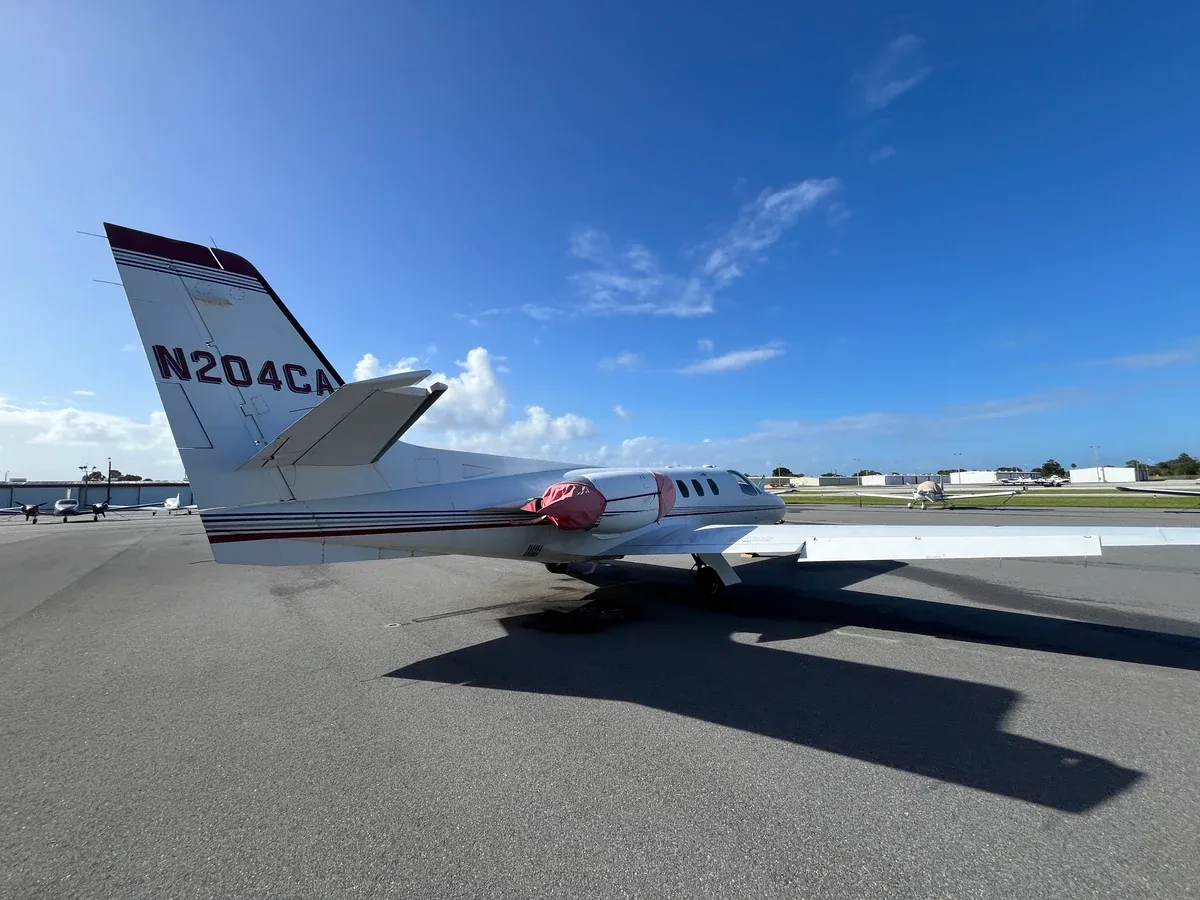Exterior view of a 1978 Cessna Citation 1SP, N204CA.