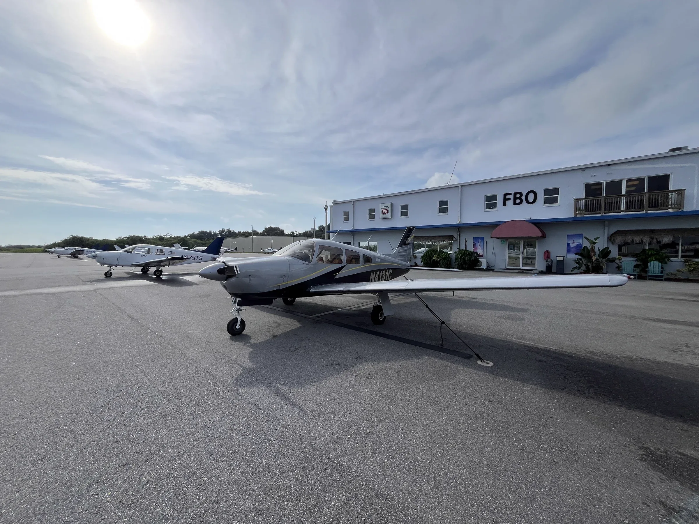 Exterior view of a 1996 Piper Arrow III, N4131C.